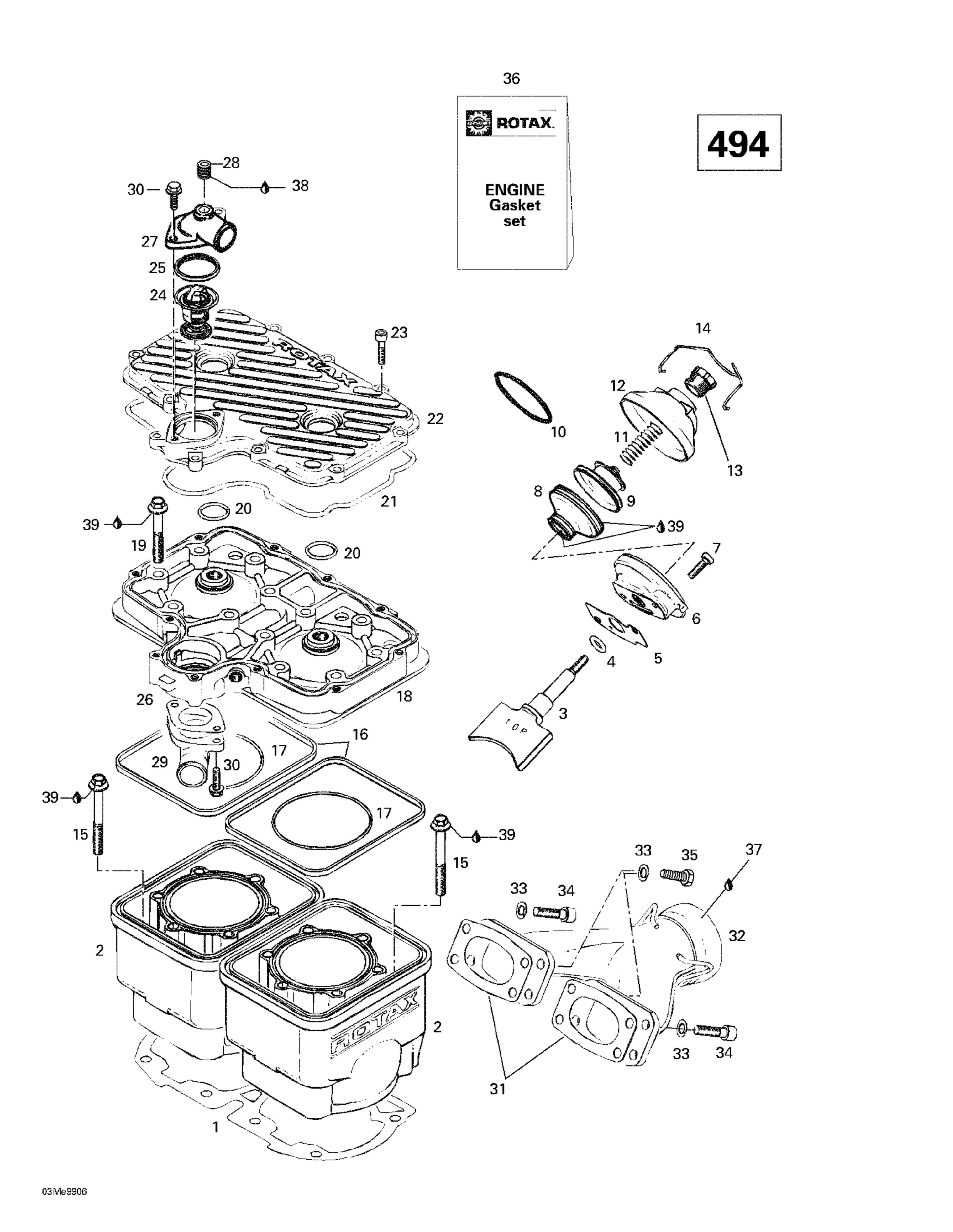 Cylinder, Exhaust Manifold (494)