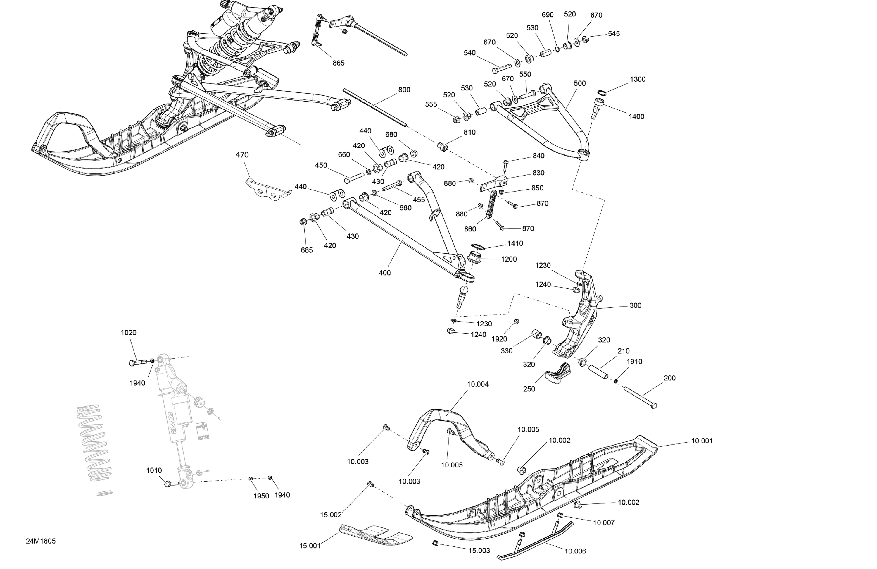 Схема узла: Front Suspension And Ski Summit - 850 E-TEC - Package SP, X