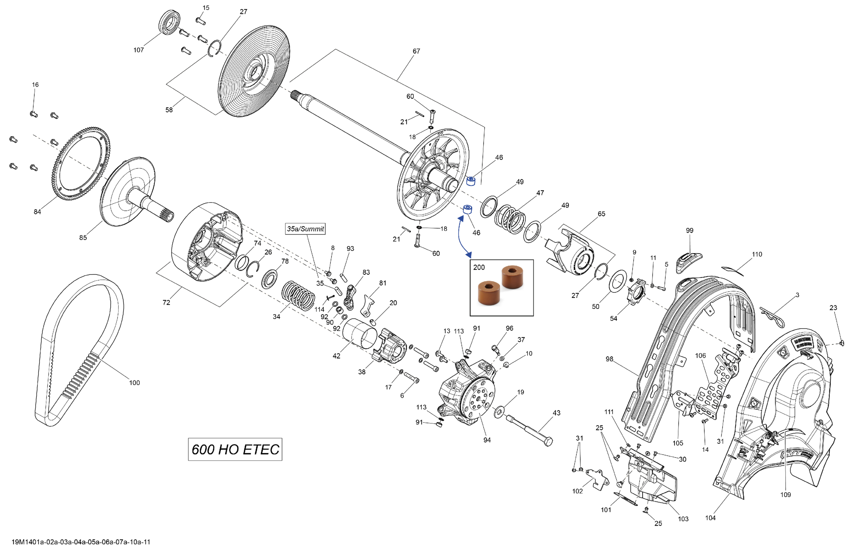 Схема узла: Pulley System 600 HO ETEC_19M1401a
