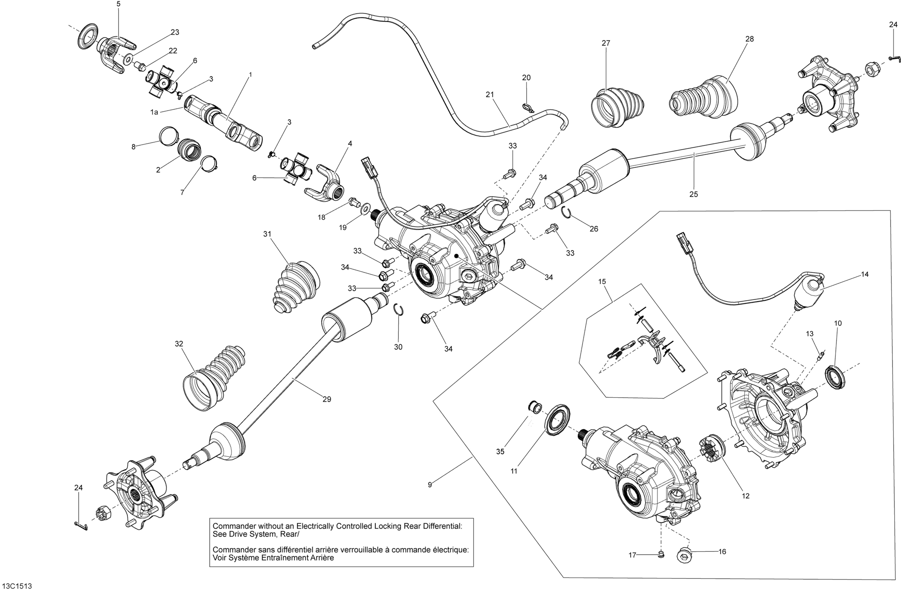 Drive System, Rear - With Locking Rear Differential_13C1513a