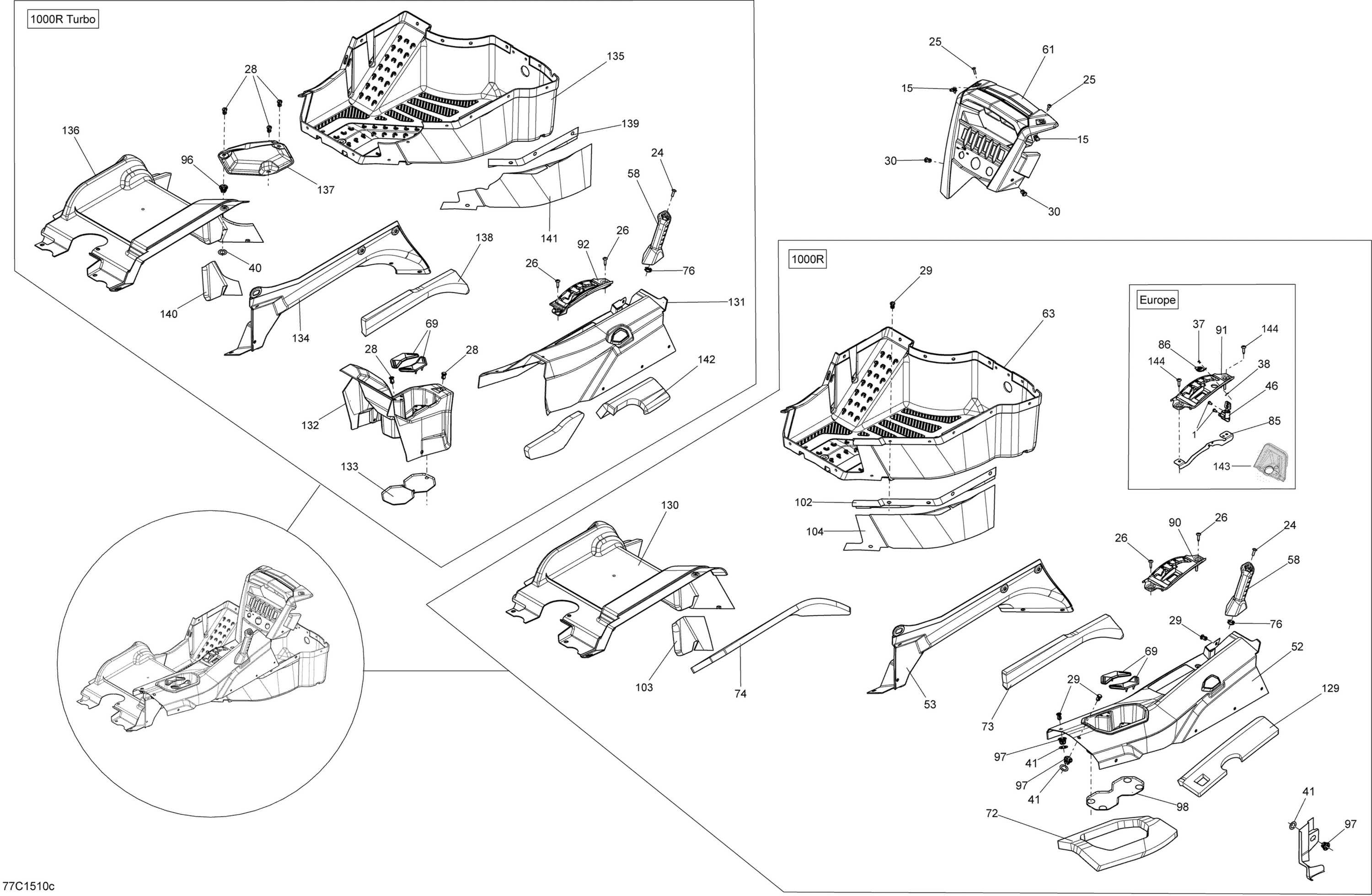 Схема узла: Cab Interior _Console_77C1510c