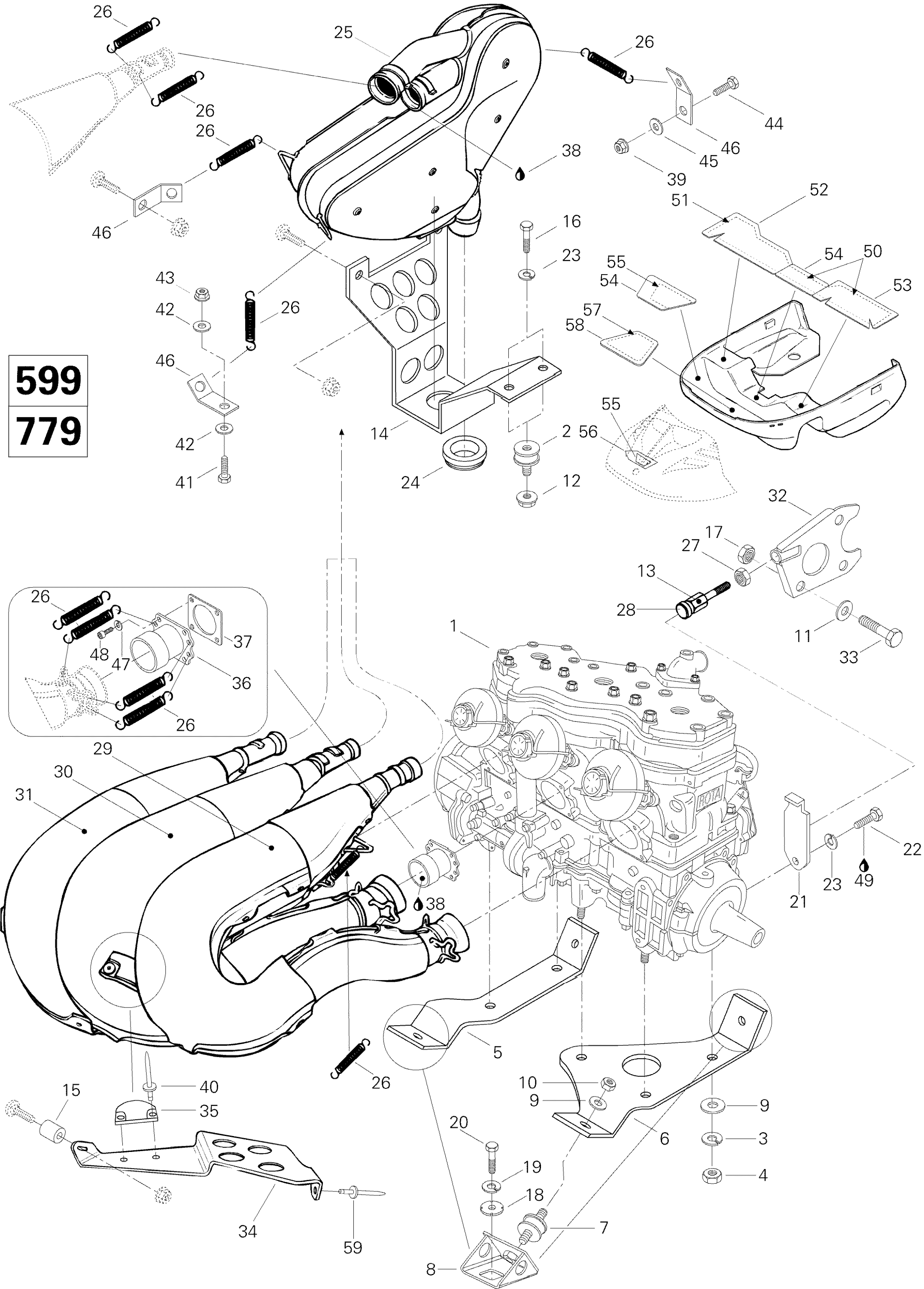 Схема узла: Engine And Engine Support 599