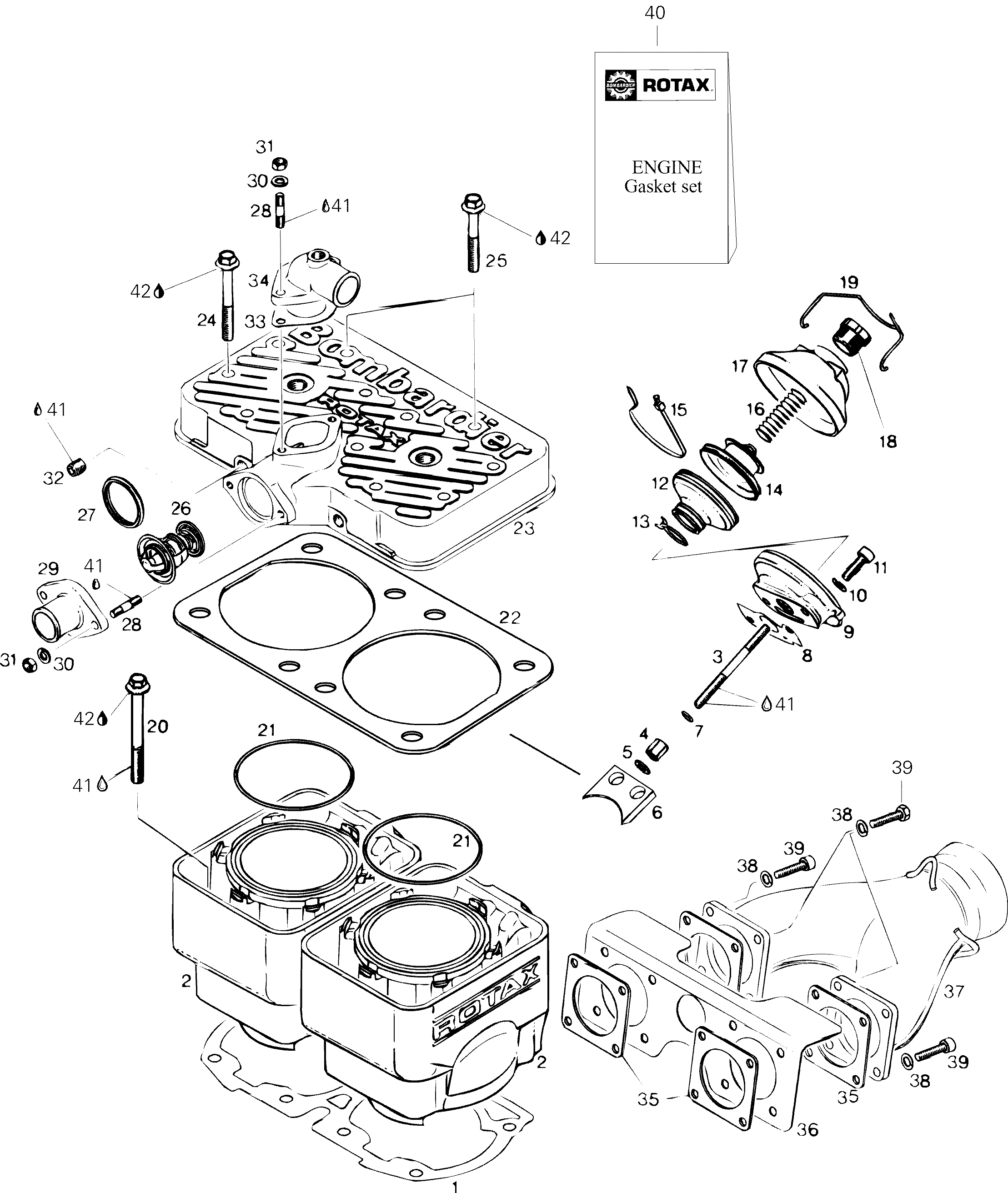 Схема узла: Cylinder And Exhaust Manifold