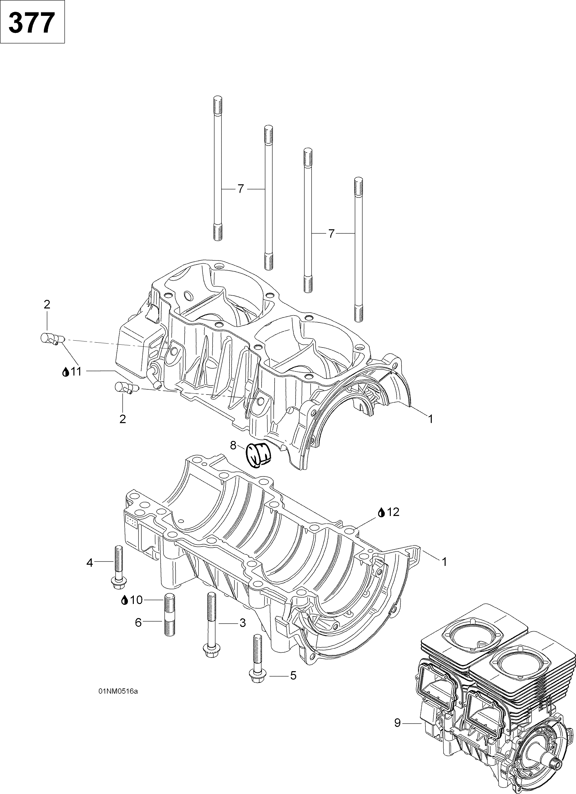 Схема узла: Crankcase 377