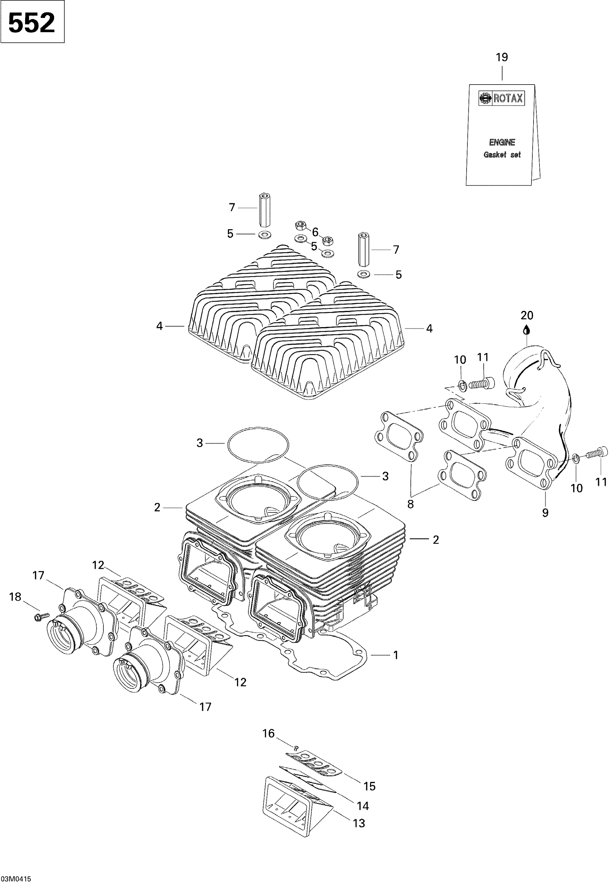 Схема узла: Cylinder, Exhaust Manifold (552)