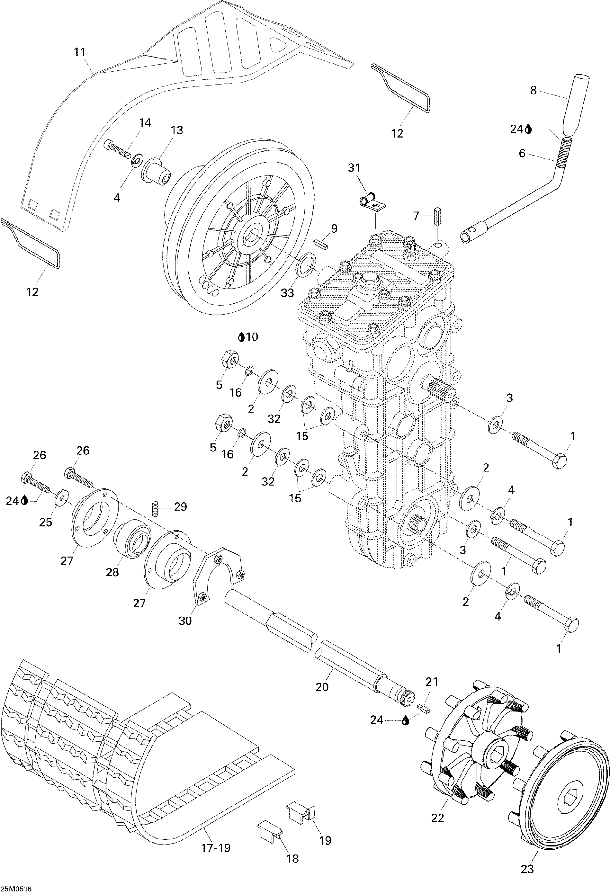 Схема узла: Drive Axle, Track And Belt Guard 550F SWT