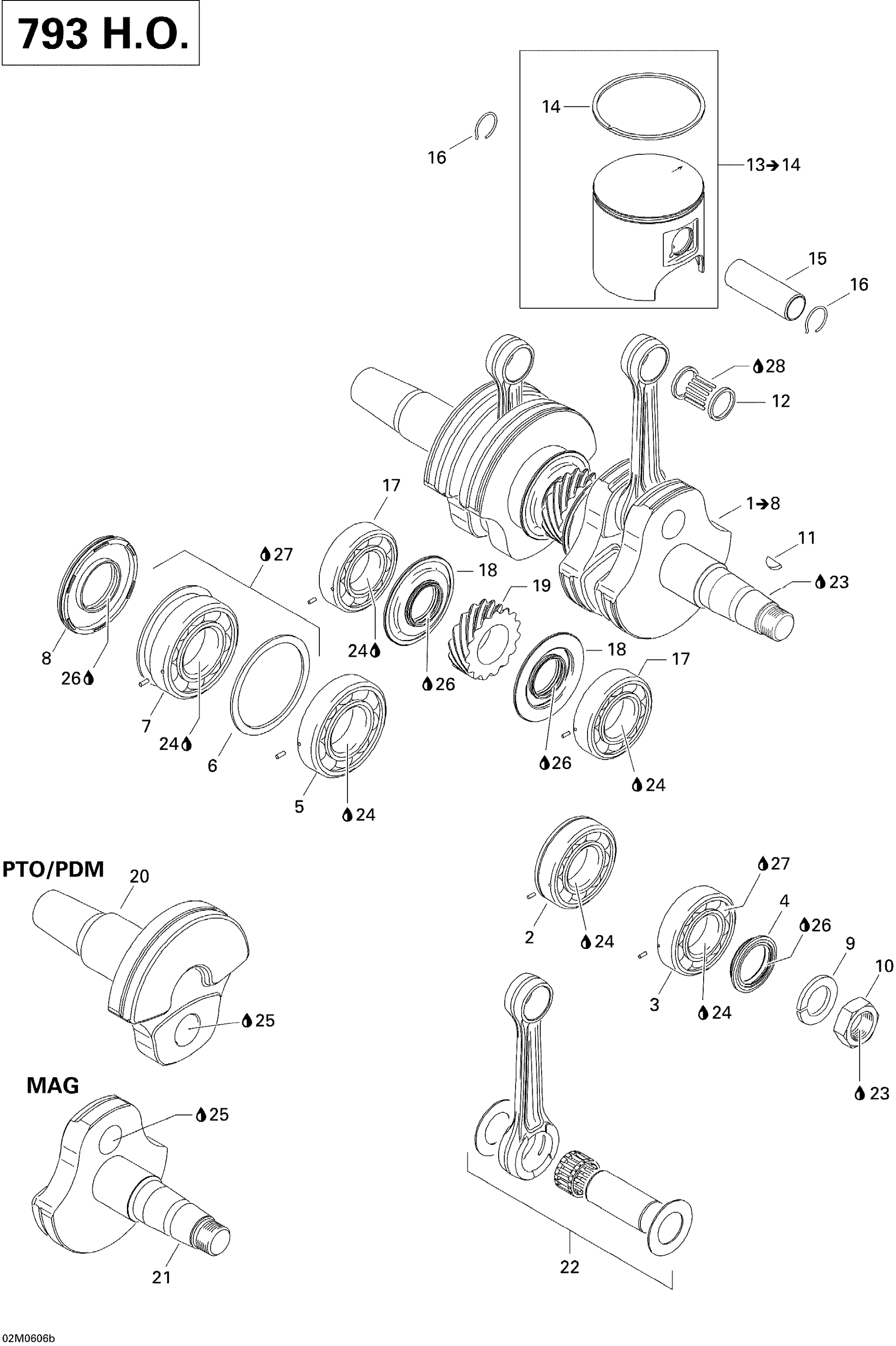 Схема узла: Crankshaft And Pistons 793HO
