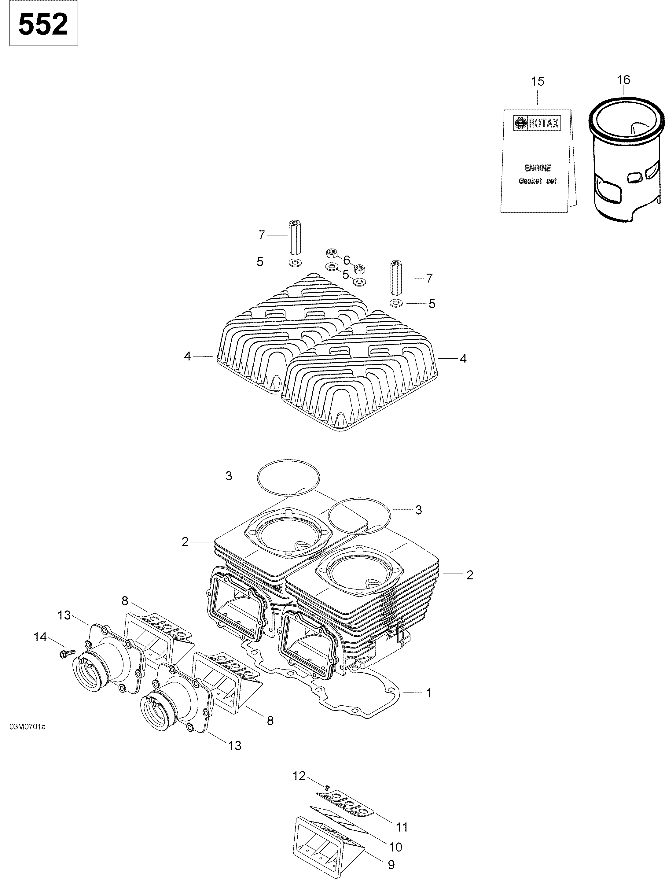 Схема узла: Cylinder and Cylinder Head 550F SUV