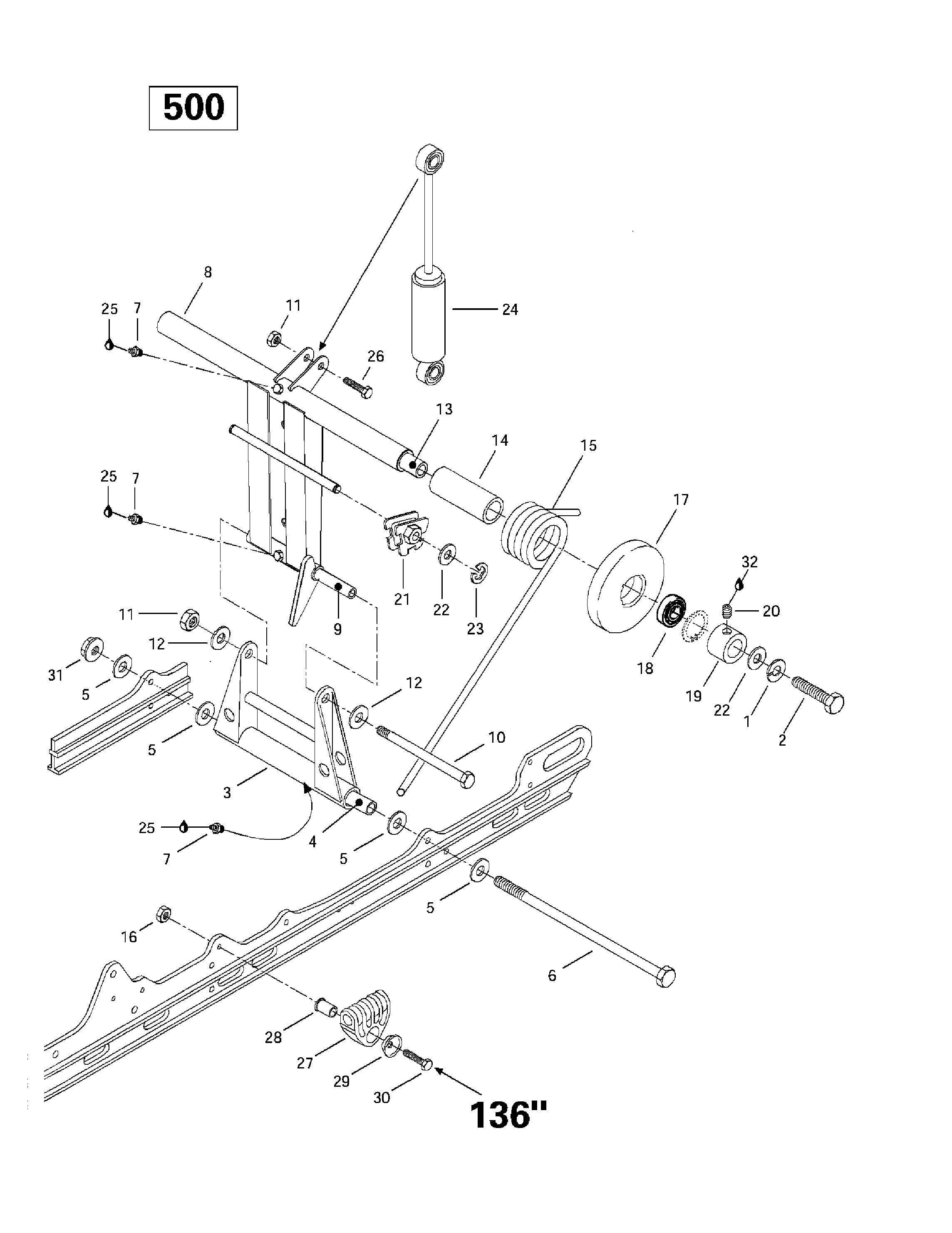 Схема узла: Rear Arm, Rear Suspension 136”