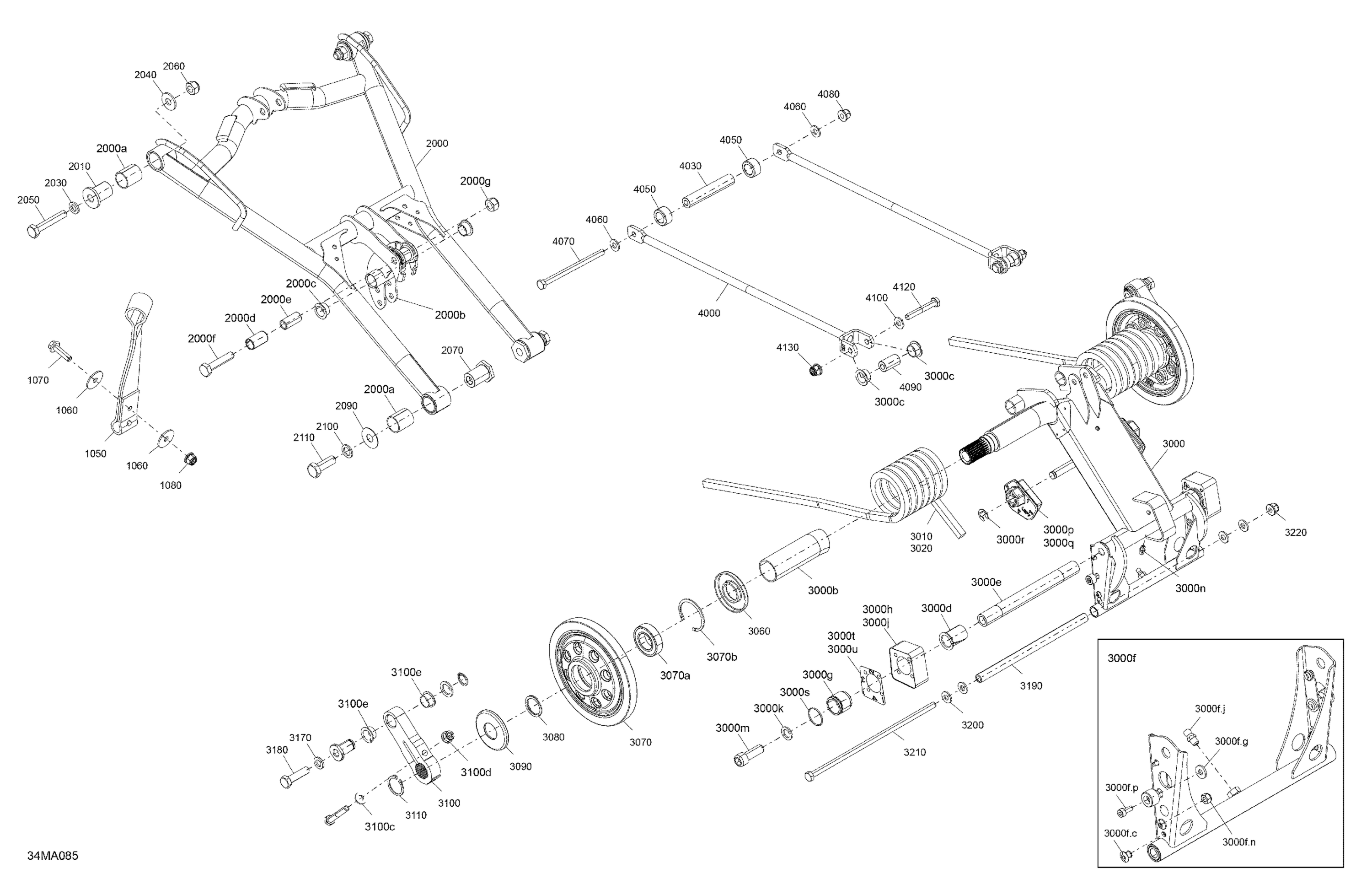 Схема узла: Suspension - Rear - Upper Section  - Enduro