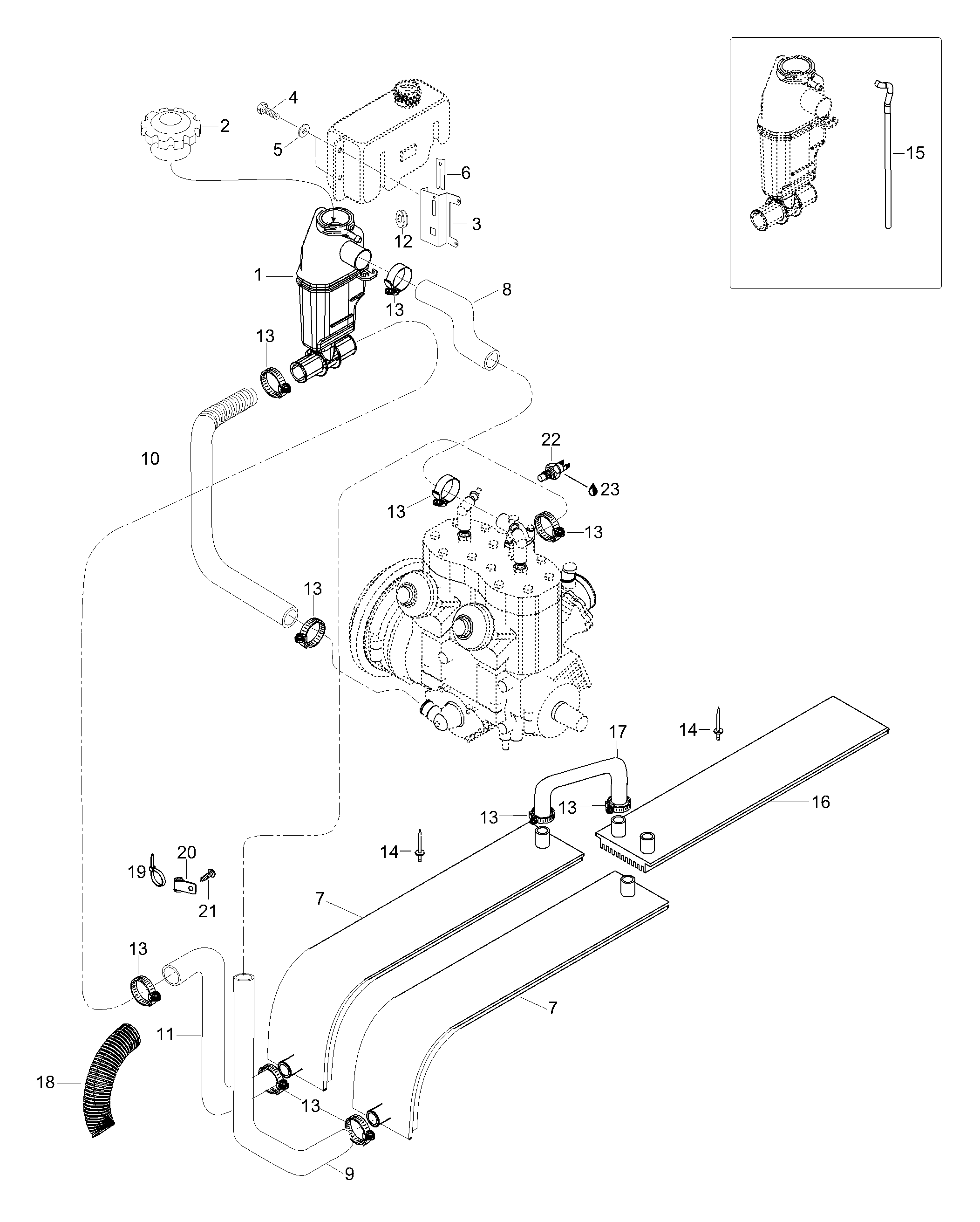 Схема узла: Radiator, Hoses