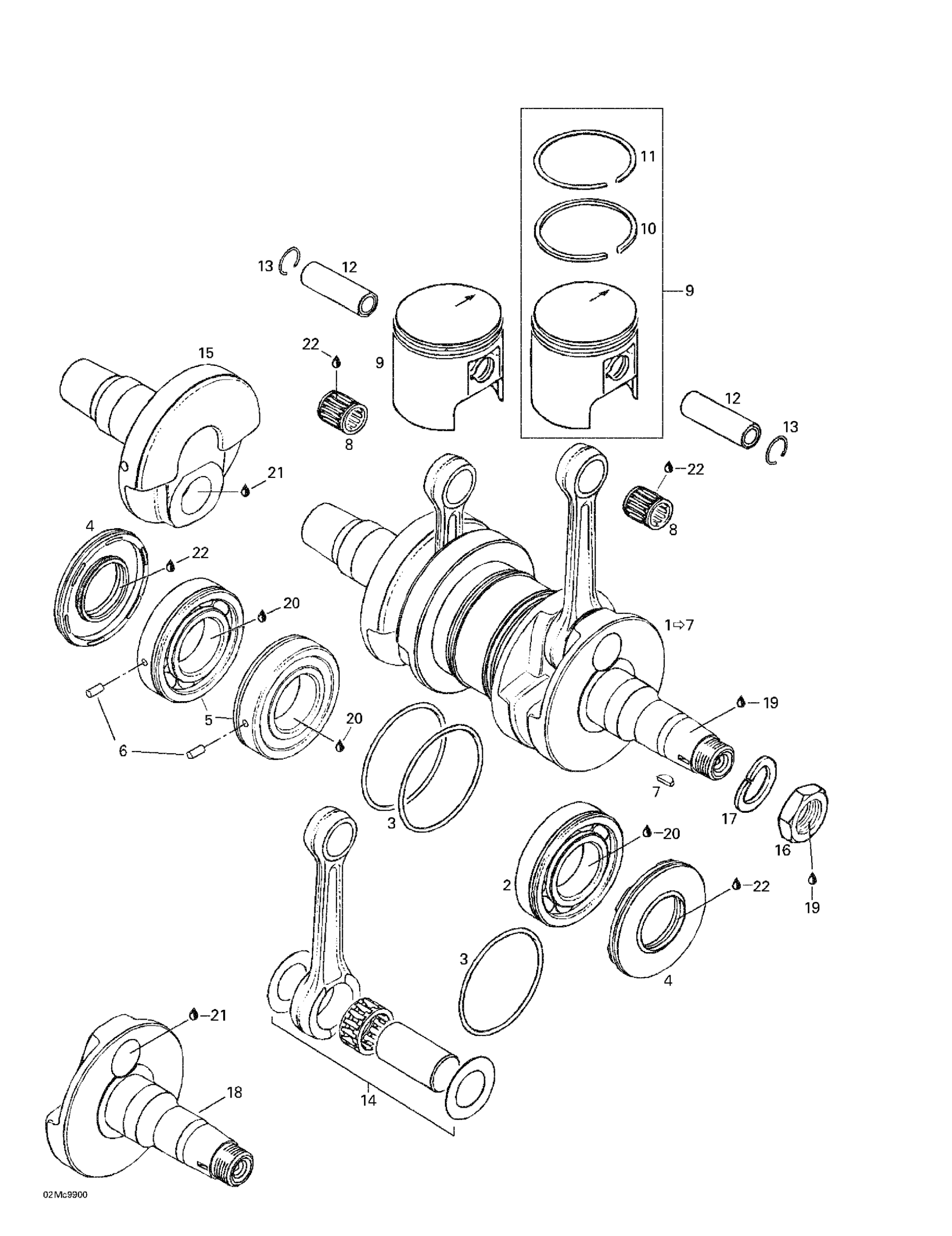 Схема узла: Crankshaft And Pistons