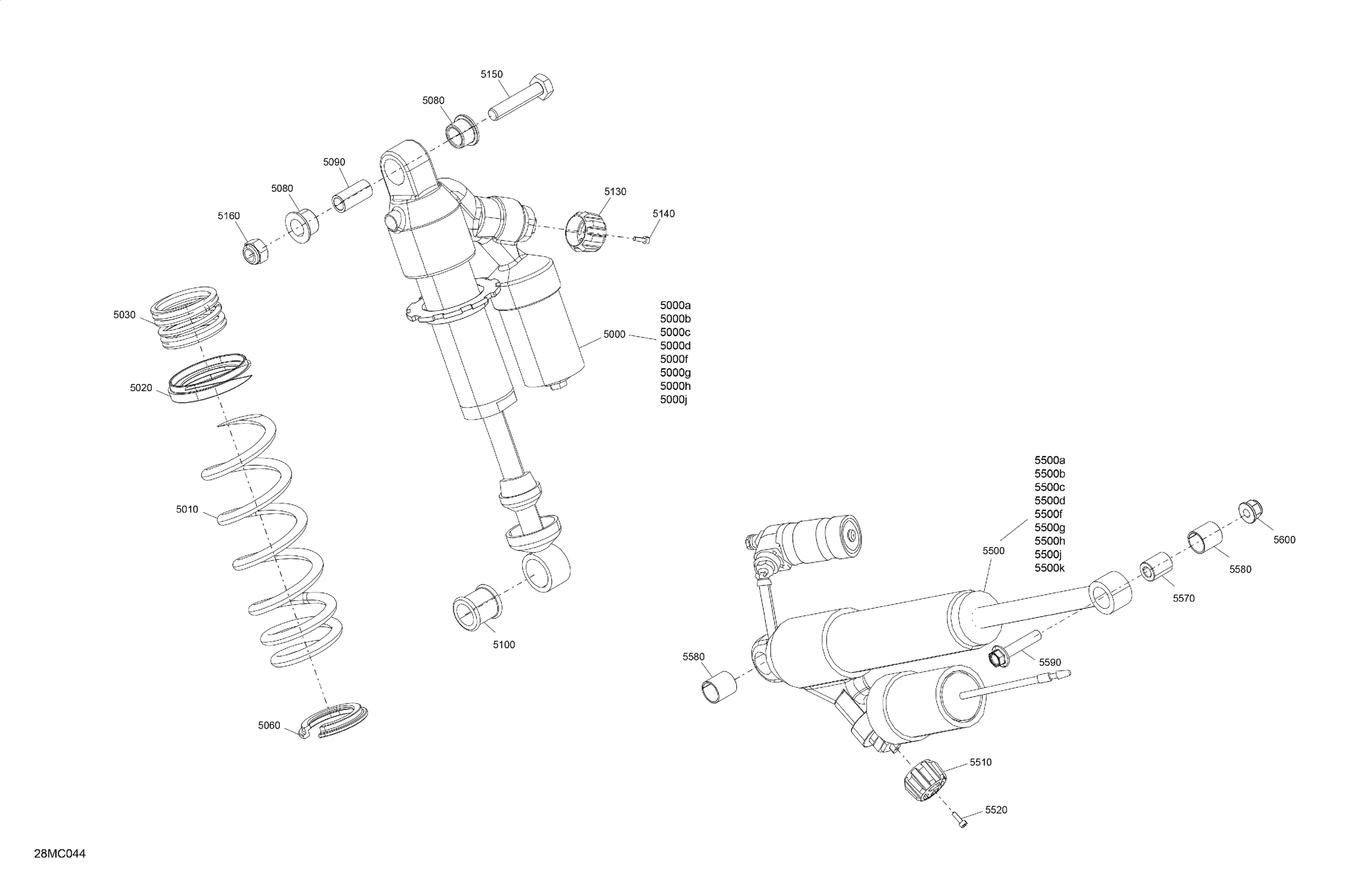 Схема узла: Suspension - Rear Shocks