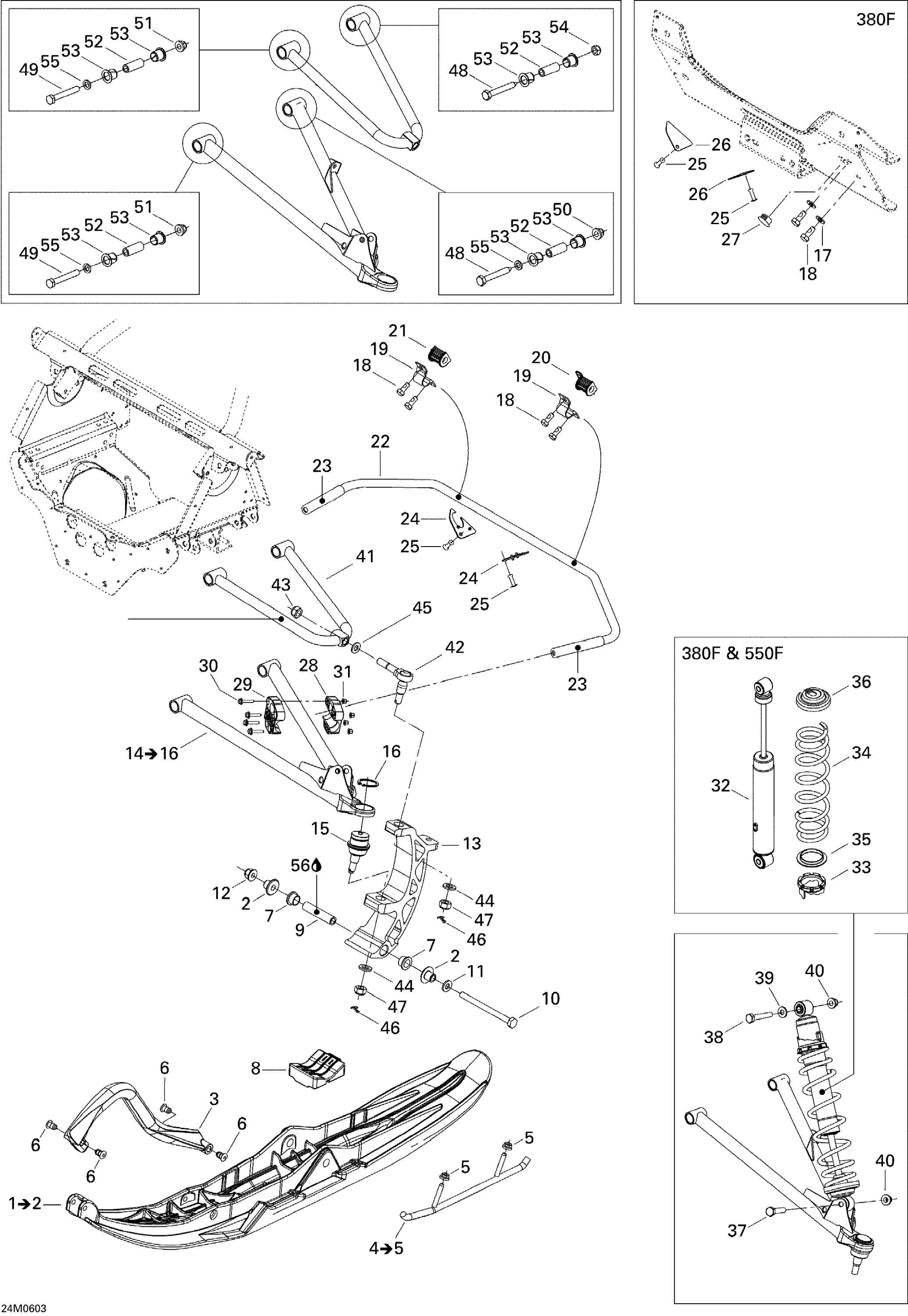 Схема узла: Front Suspension And Ski 550F