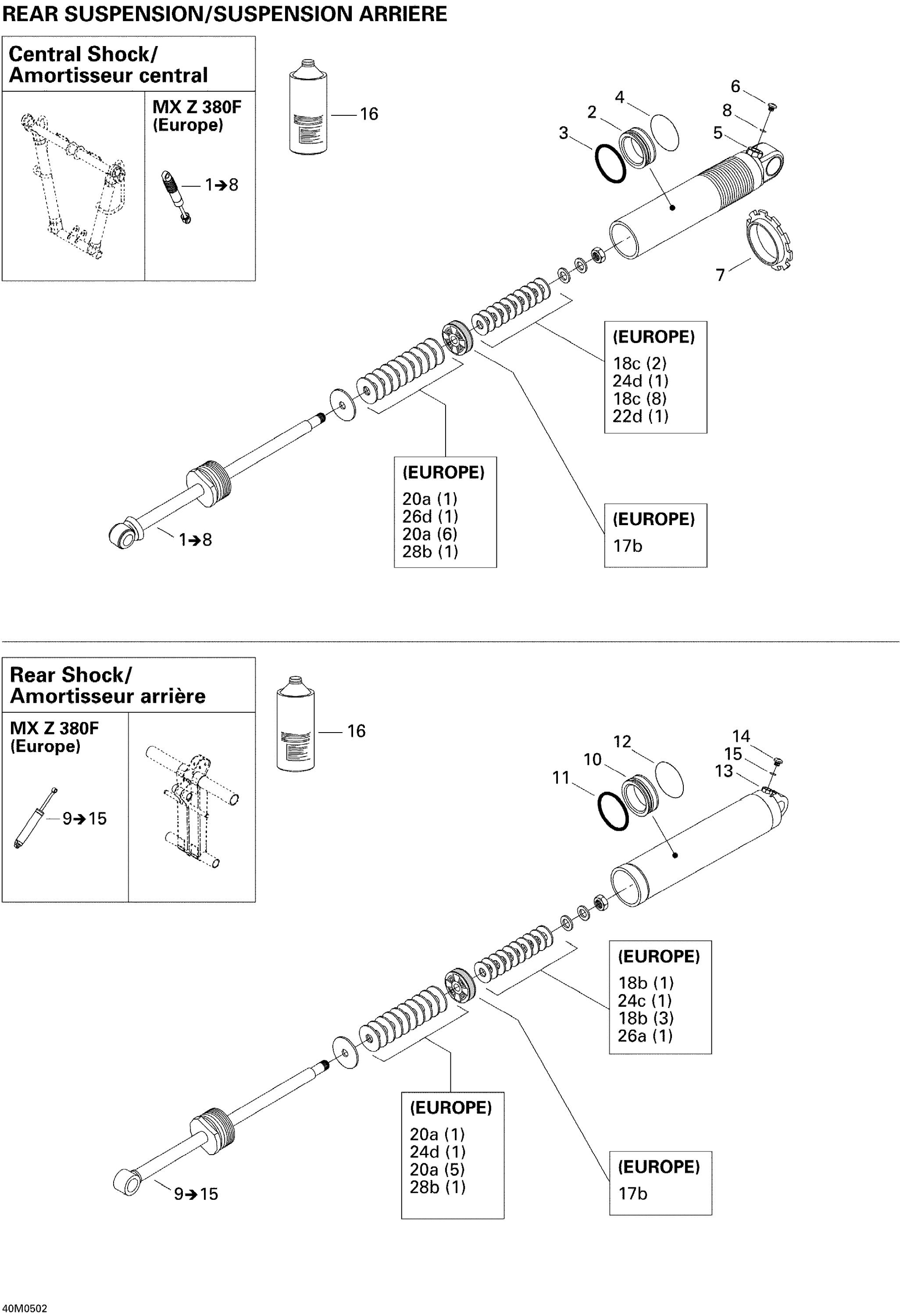 Схема узла: Take Apart Shock, Rear 380F