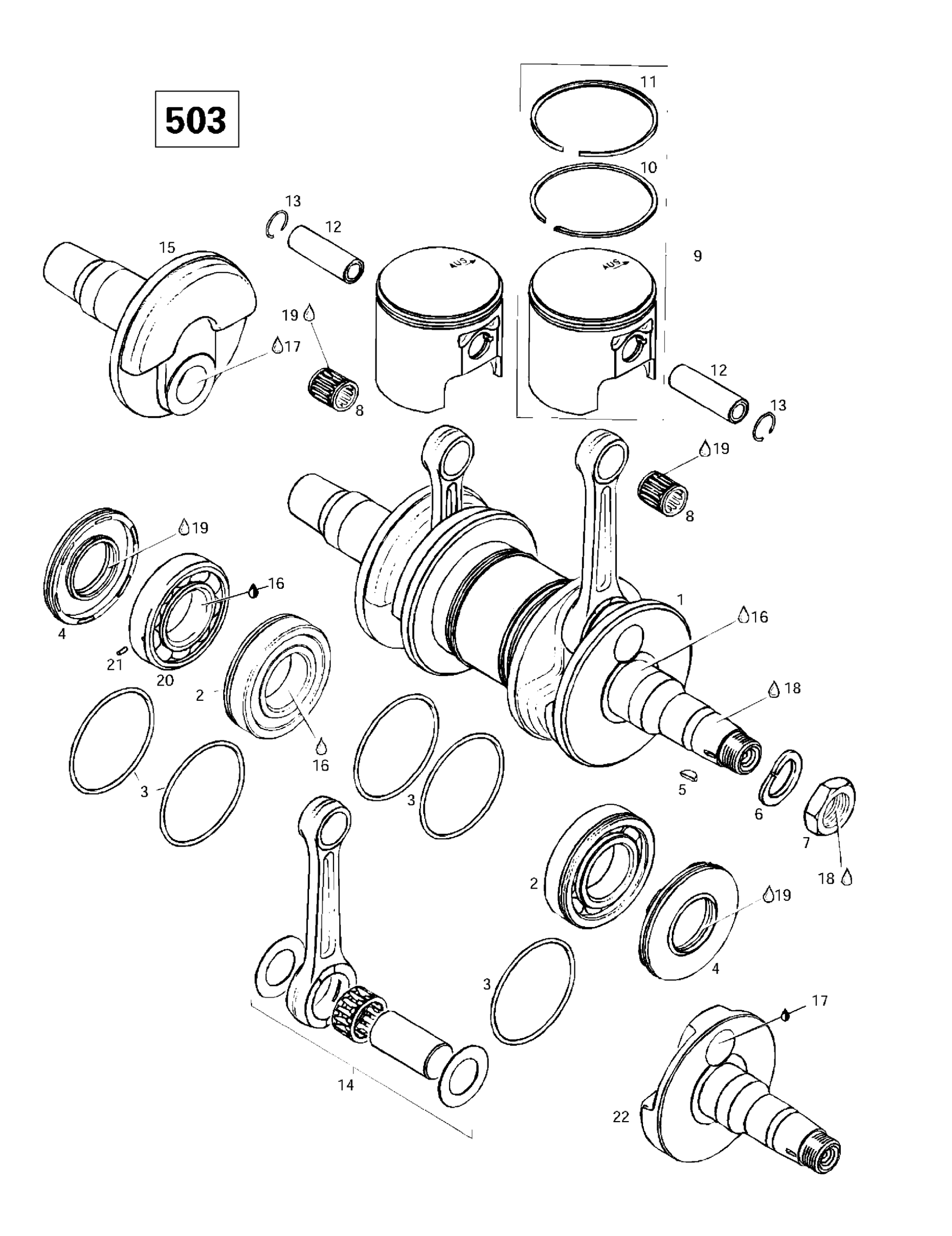 Схема узла: Crankshaft And Pistons (503)