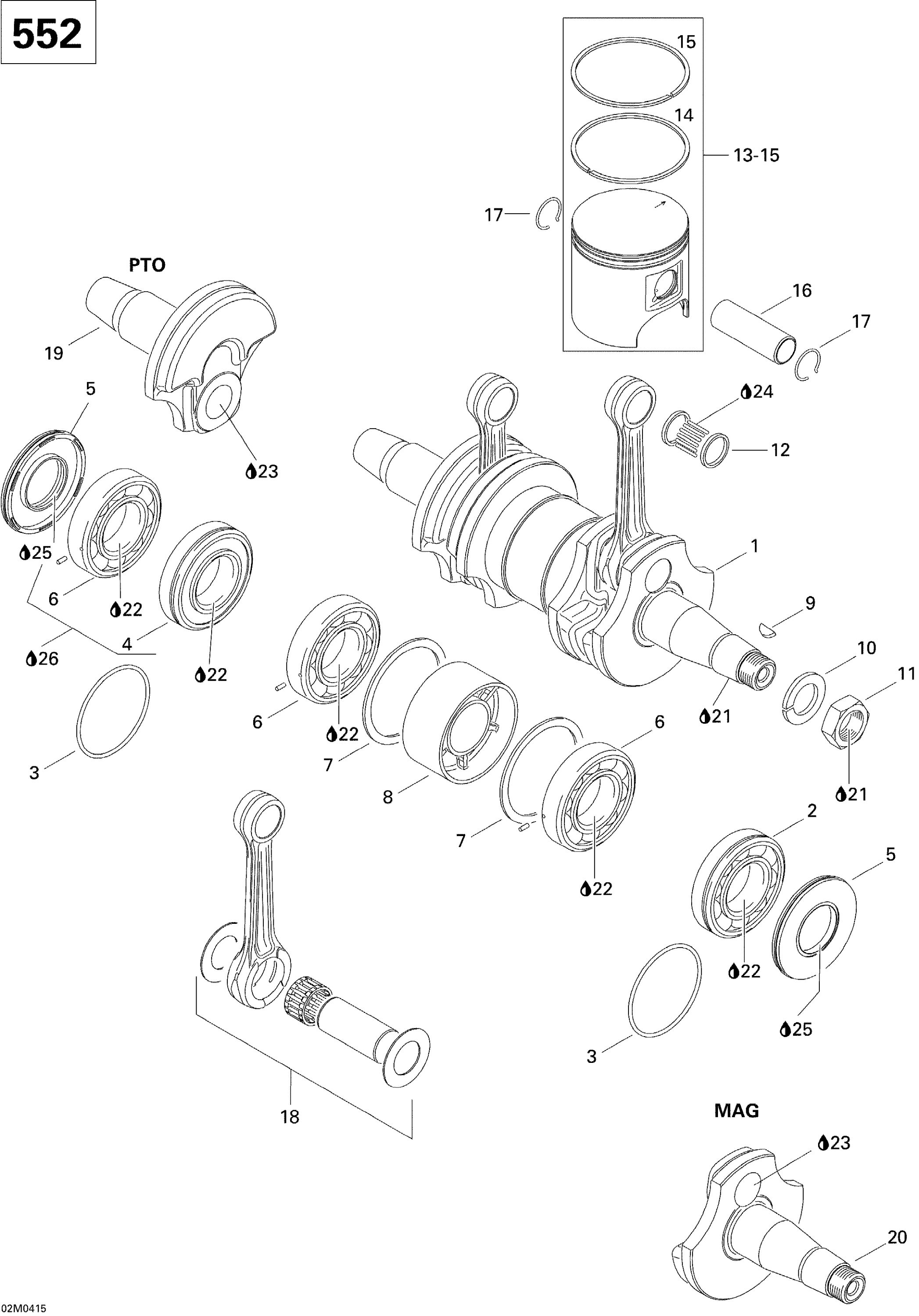 Схема узла: Crankshaft And Pistons (552)