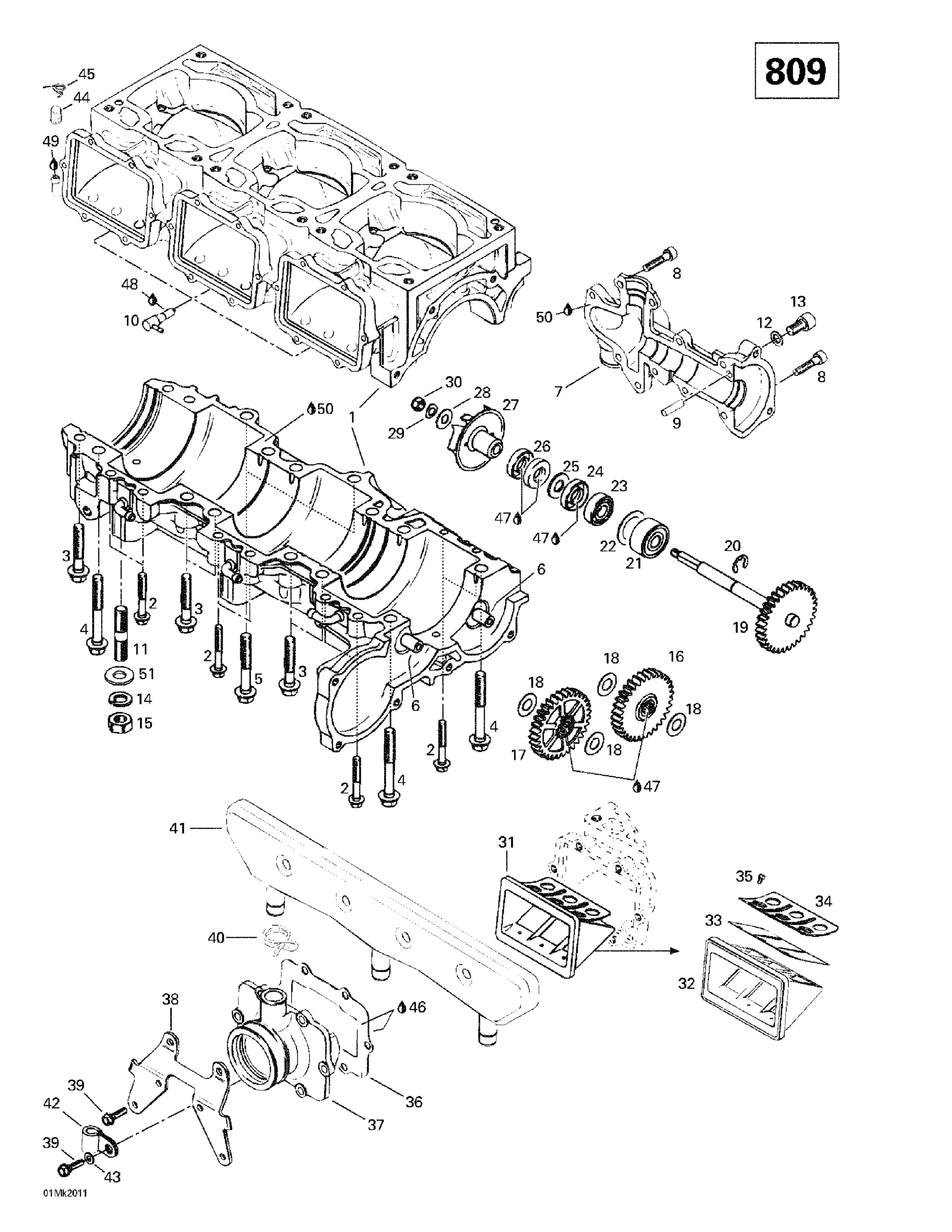 Crankcase, Reed Valve, Water Pump