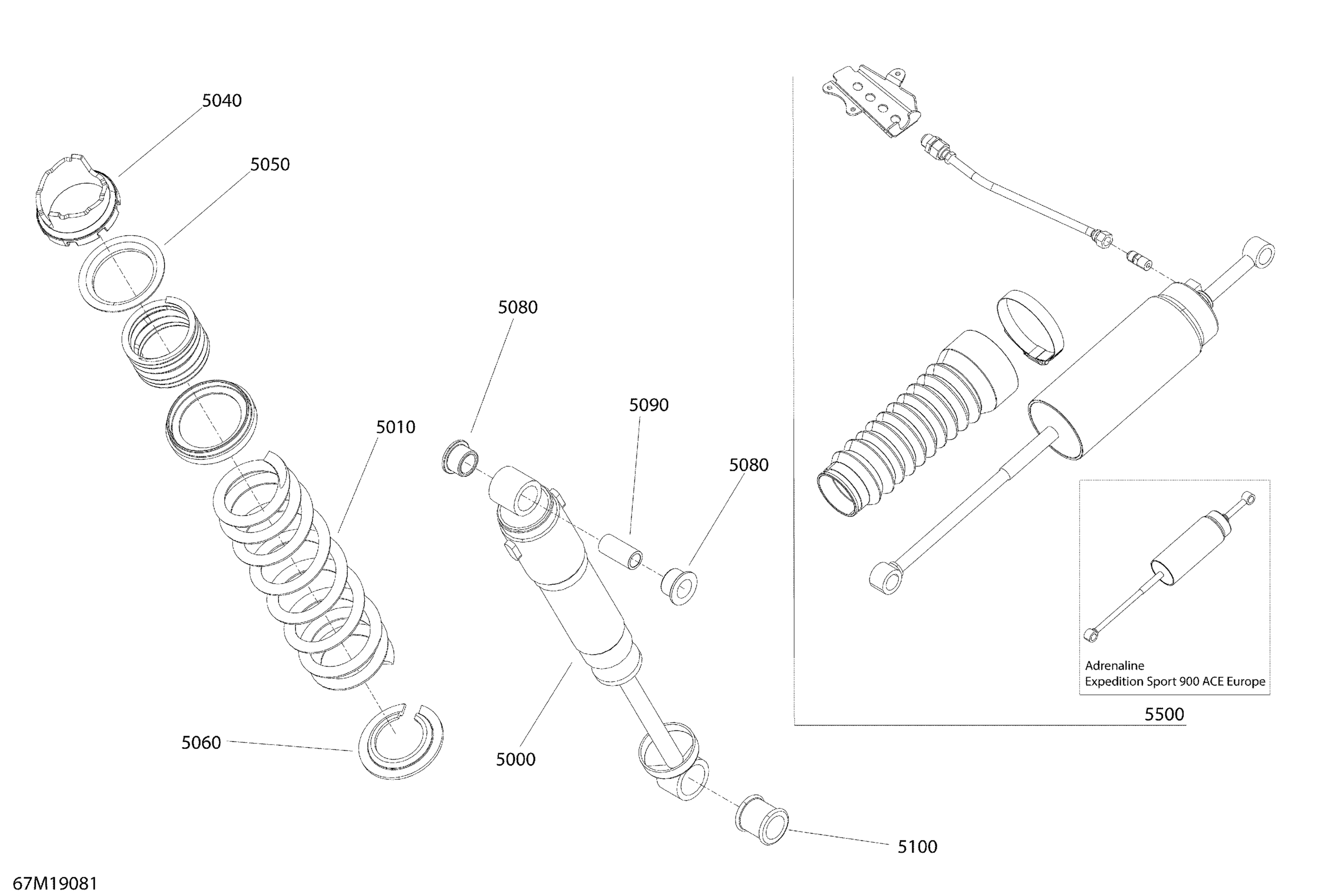 Схема узла: Suspension, Rear - Shocks - SPORT