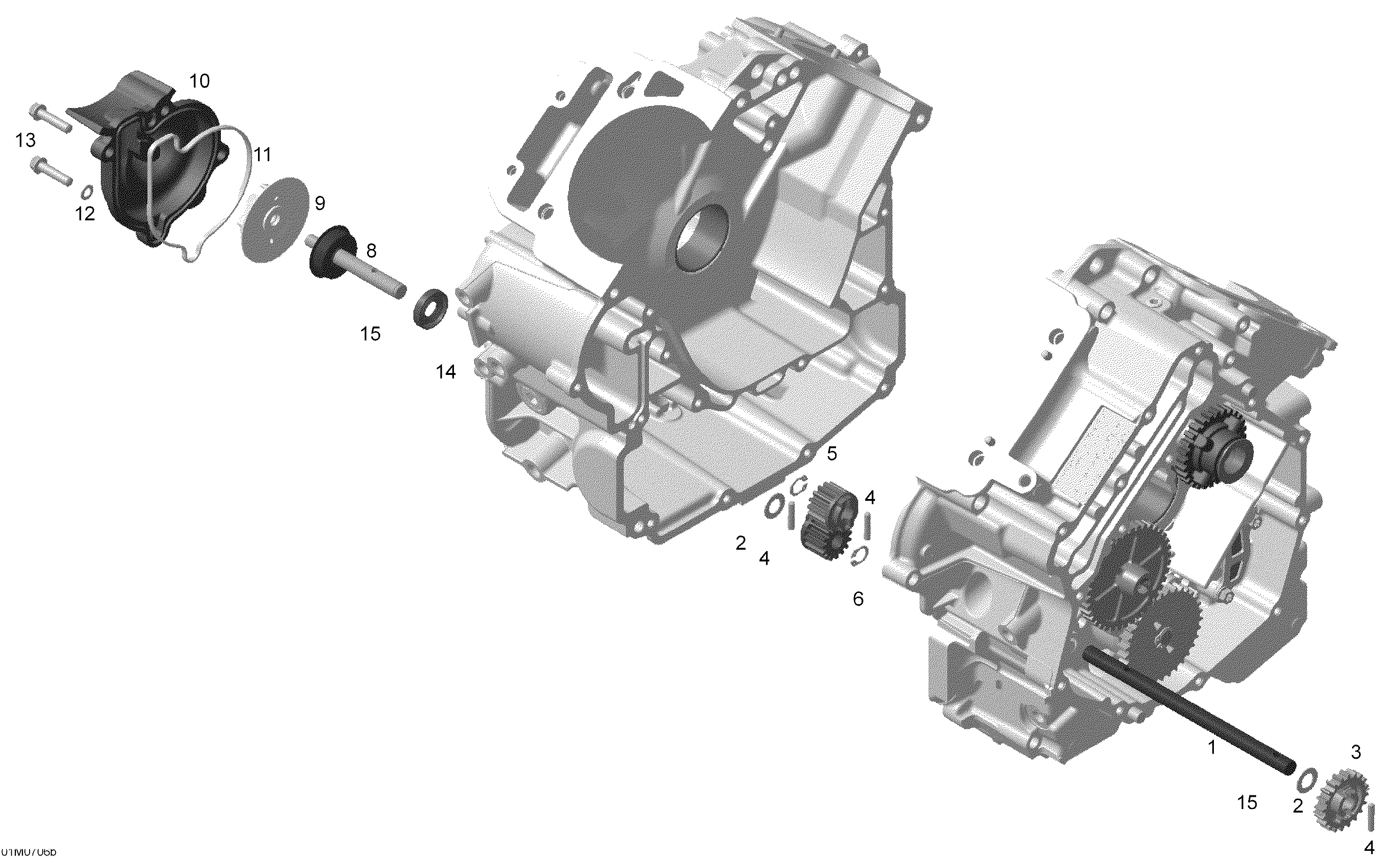 Схема узла: Crankcase, Water Pump And Oil Pump