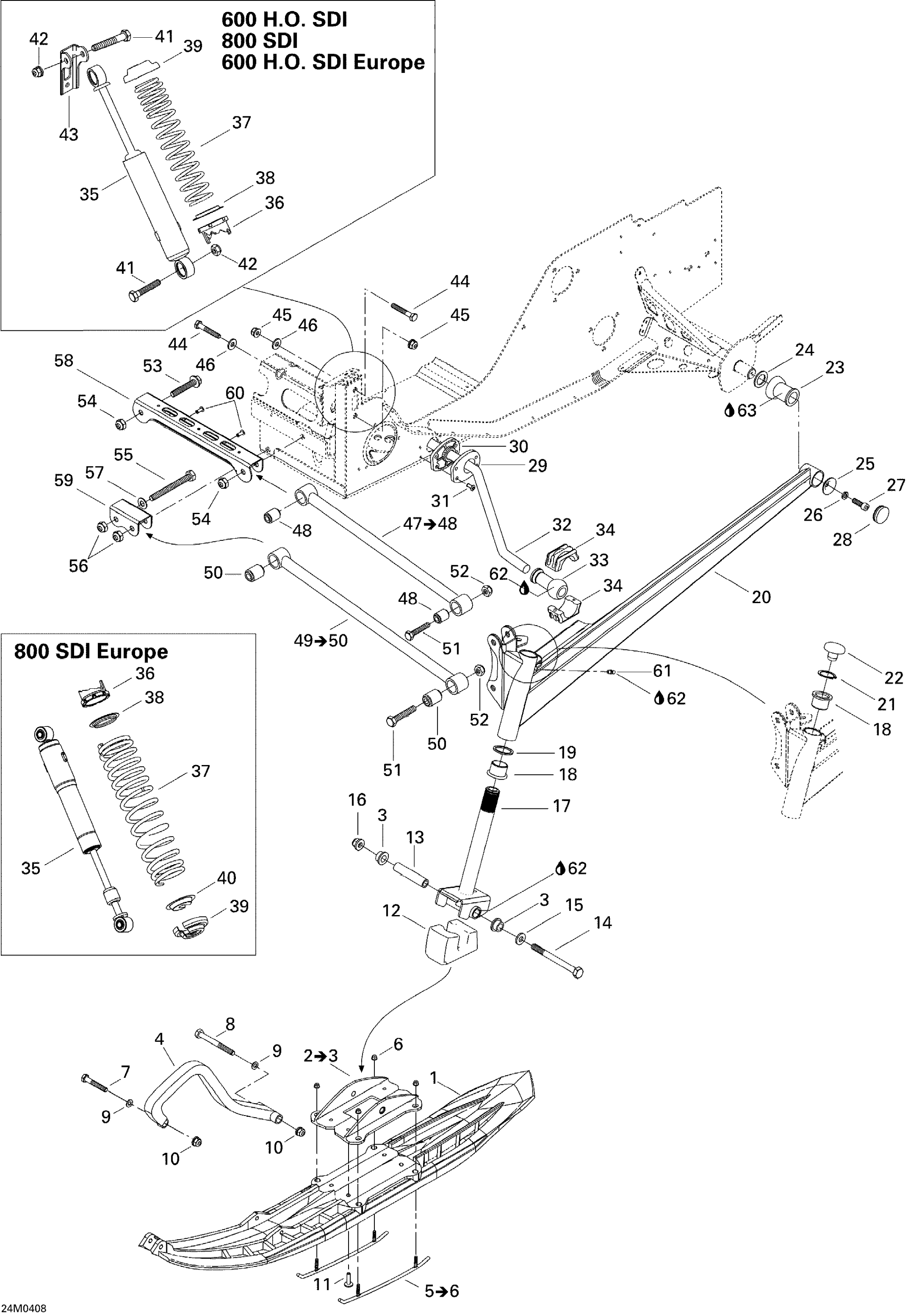 Схема узла: Front Suspension And Ski