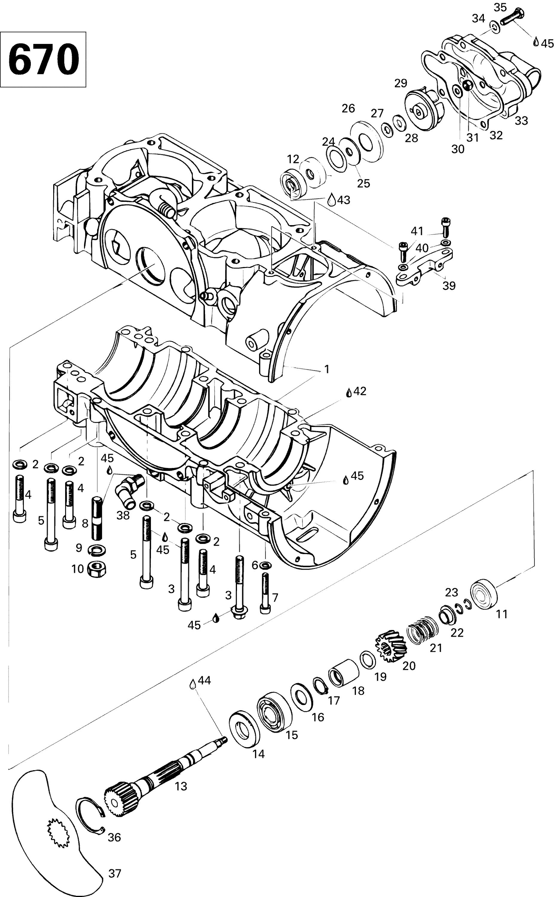 Схема узла: Crankcase (670)