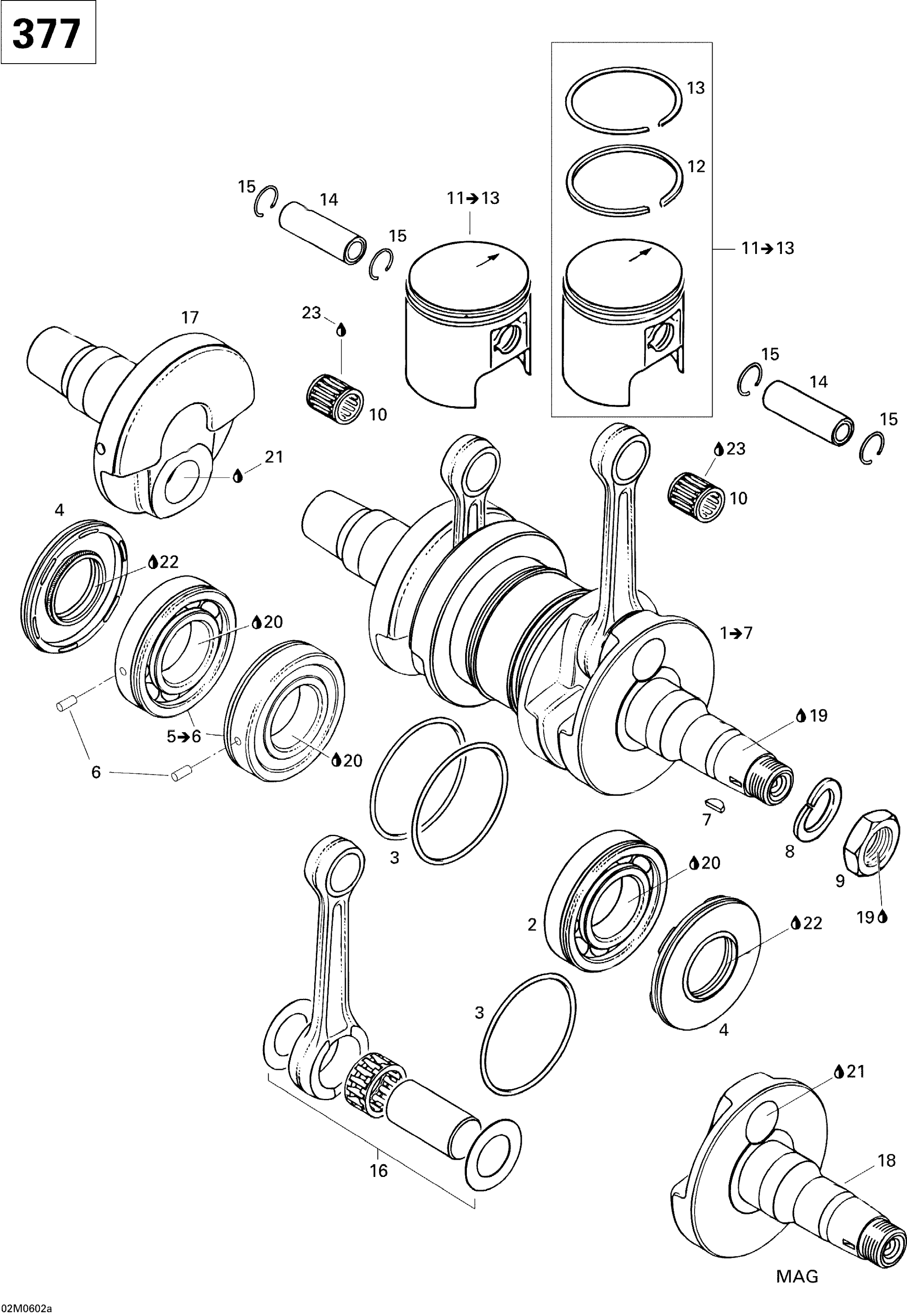 Схема узла: Crankshaft And Pistons 380F