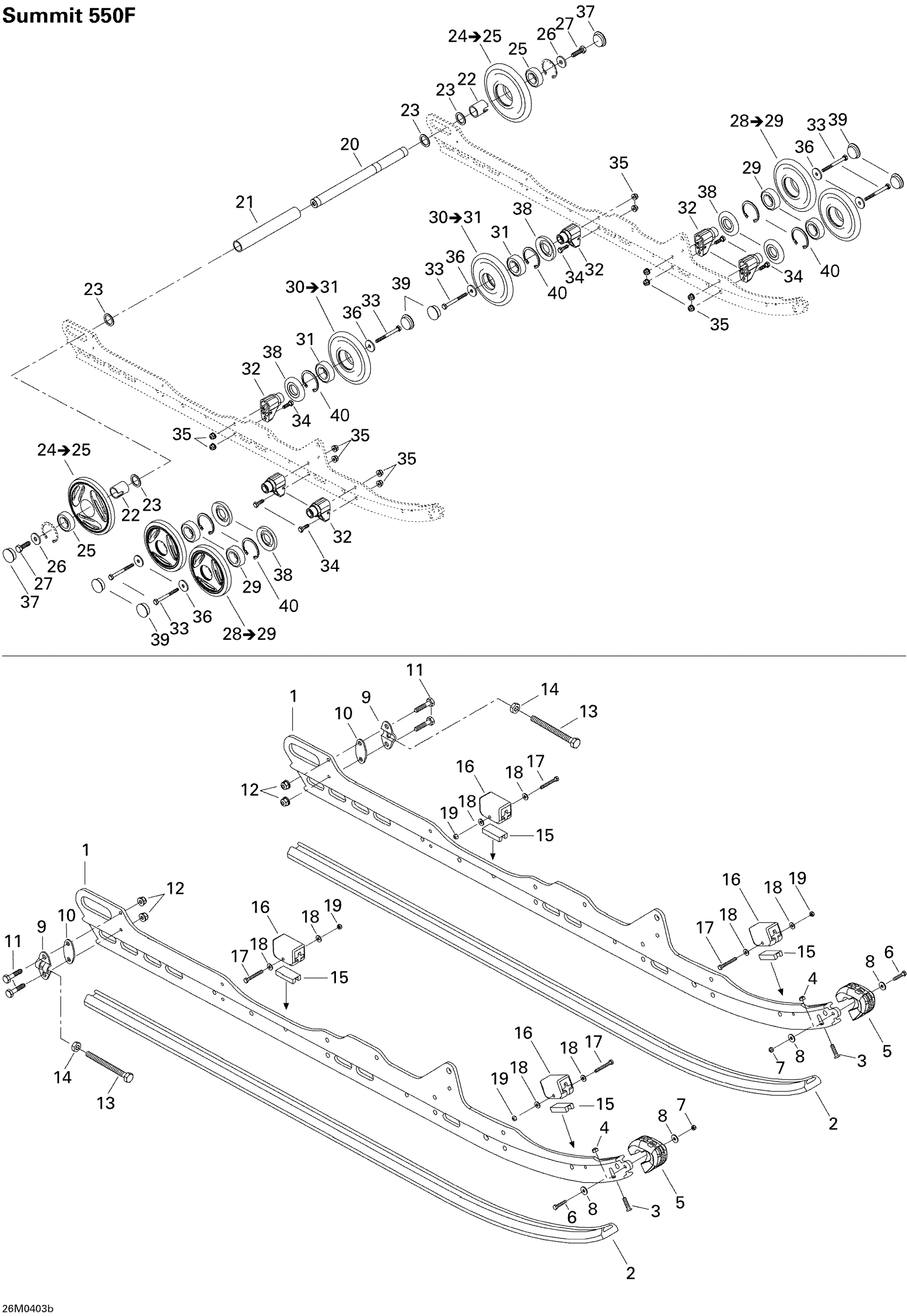 Схема узла: Rear Suspension SUMMIT 550F