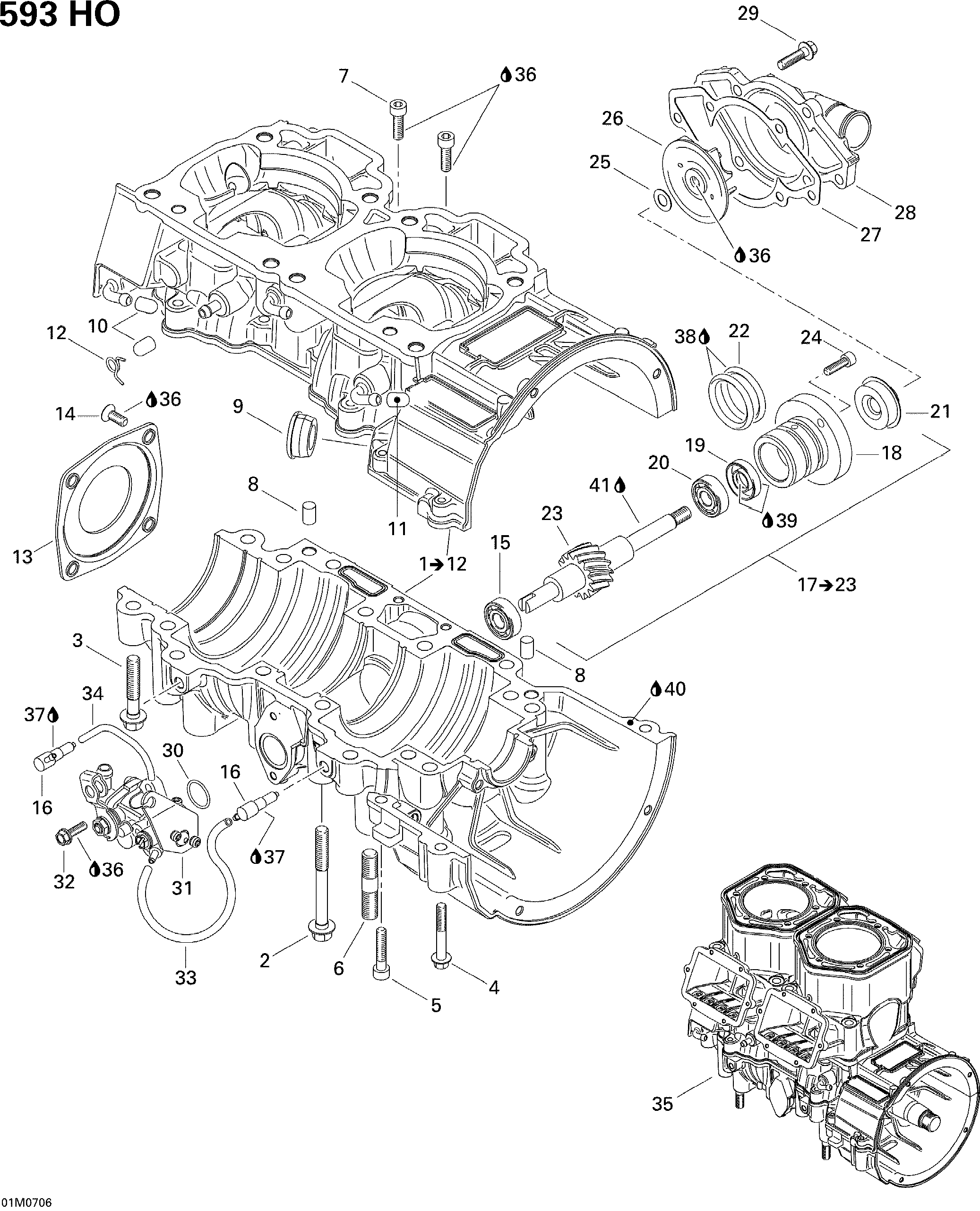 Crankcase, Water Pump And Oil Pump