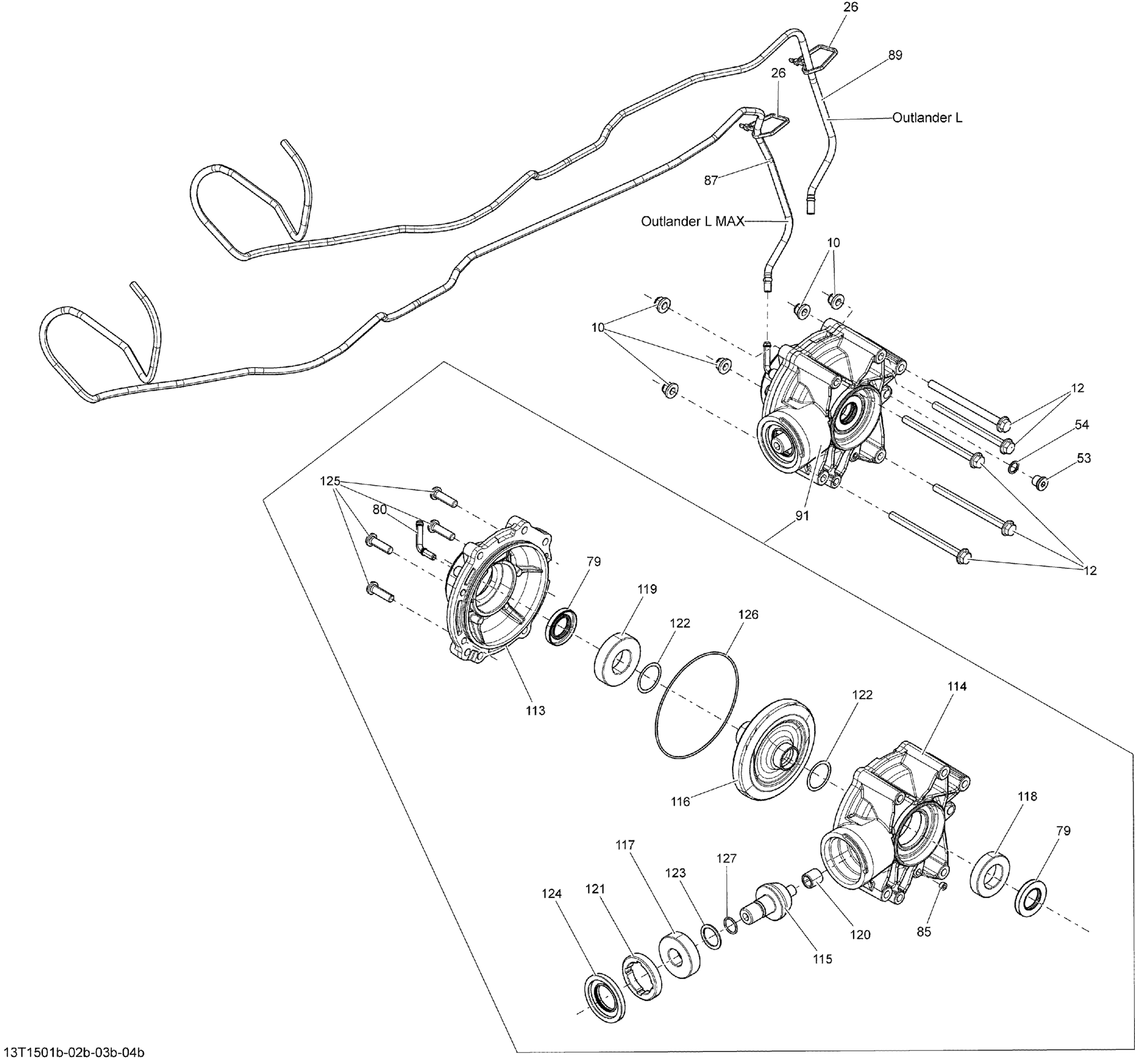 Схема узла: Drive System, Rear Differential_13T1502b