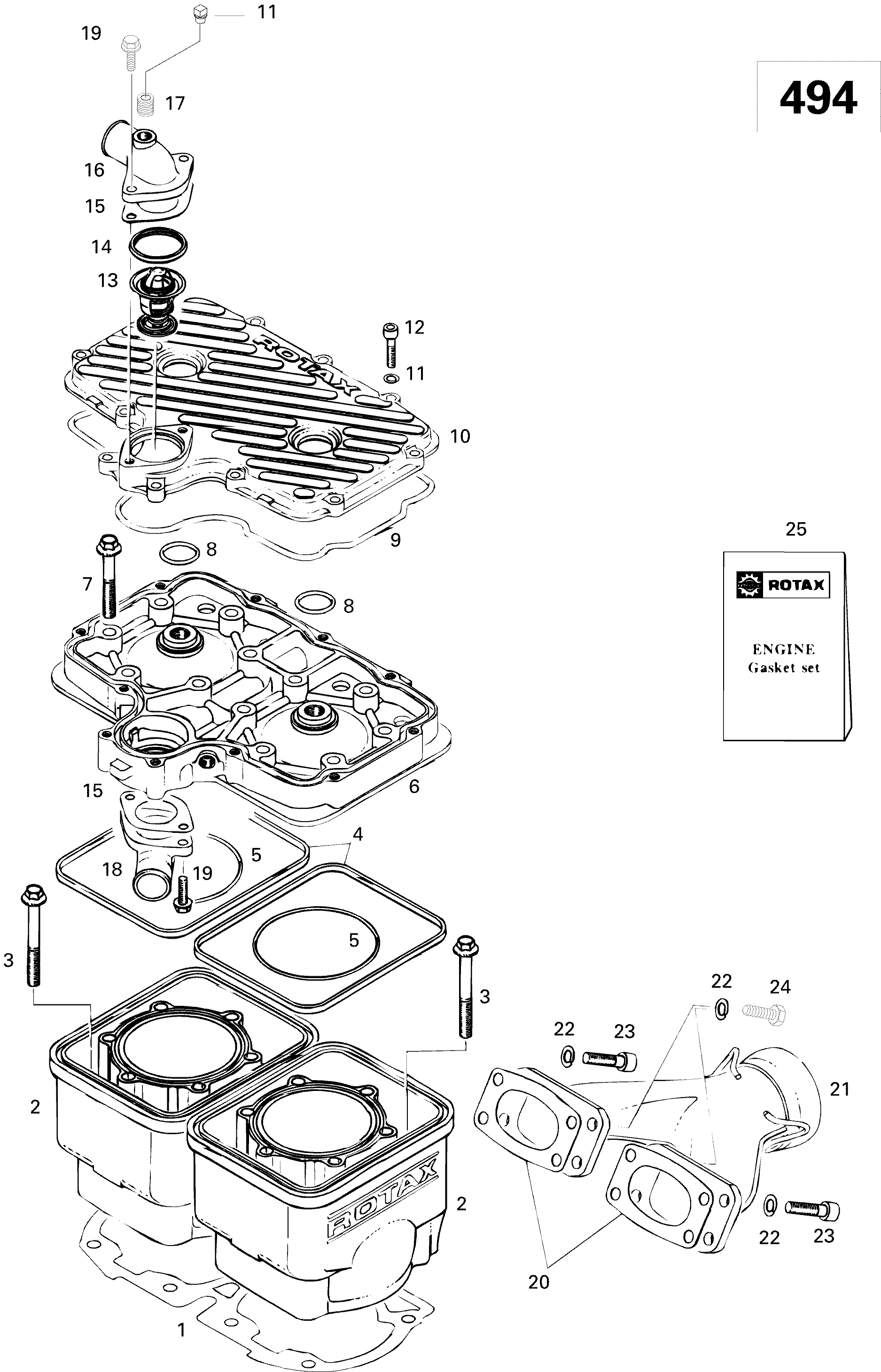 Cylinder And Exhaust Manifold 494
