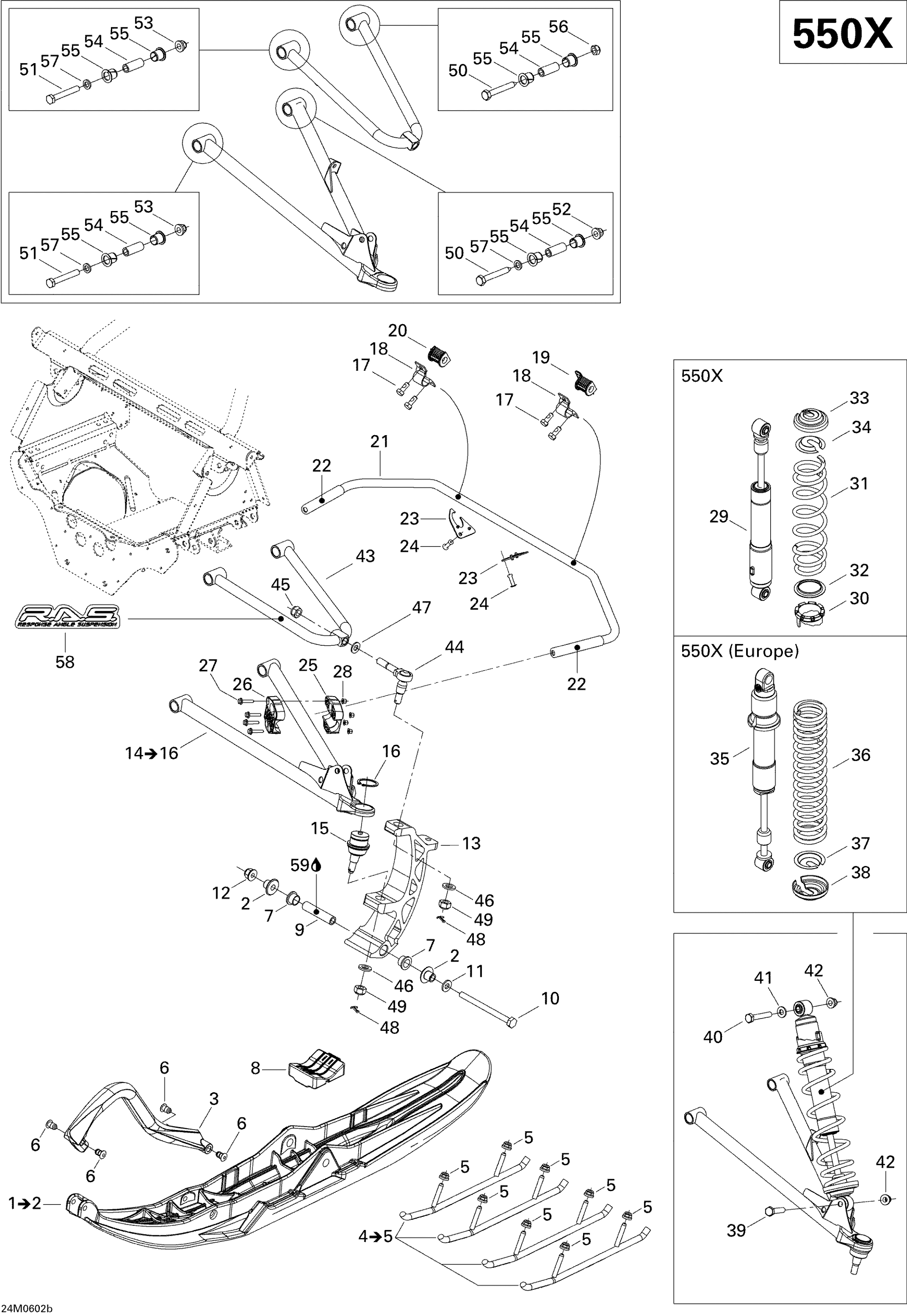 Схема узла: Front Suspension And Ski 550X