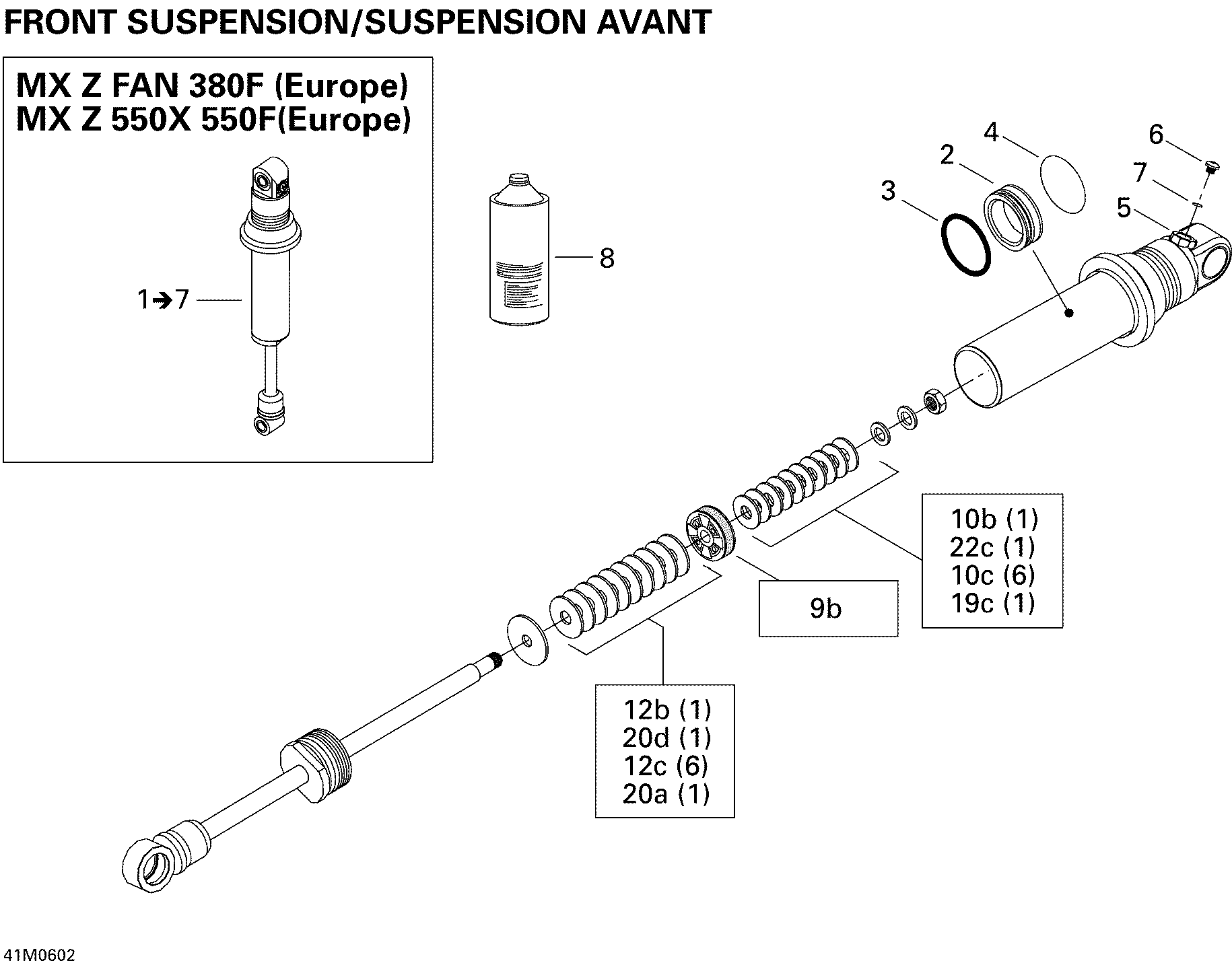Схема узла: Take Apart Shock, Front MX Z 550X