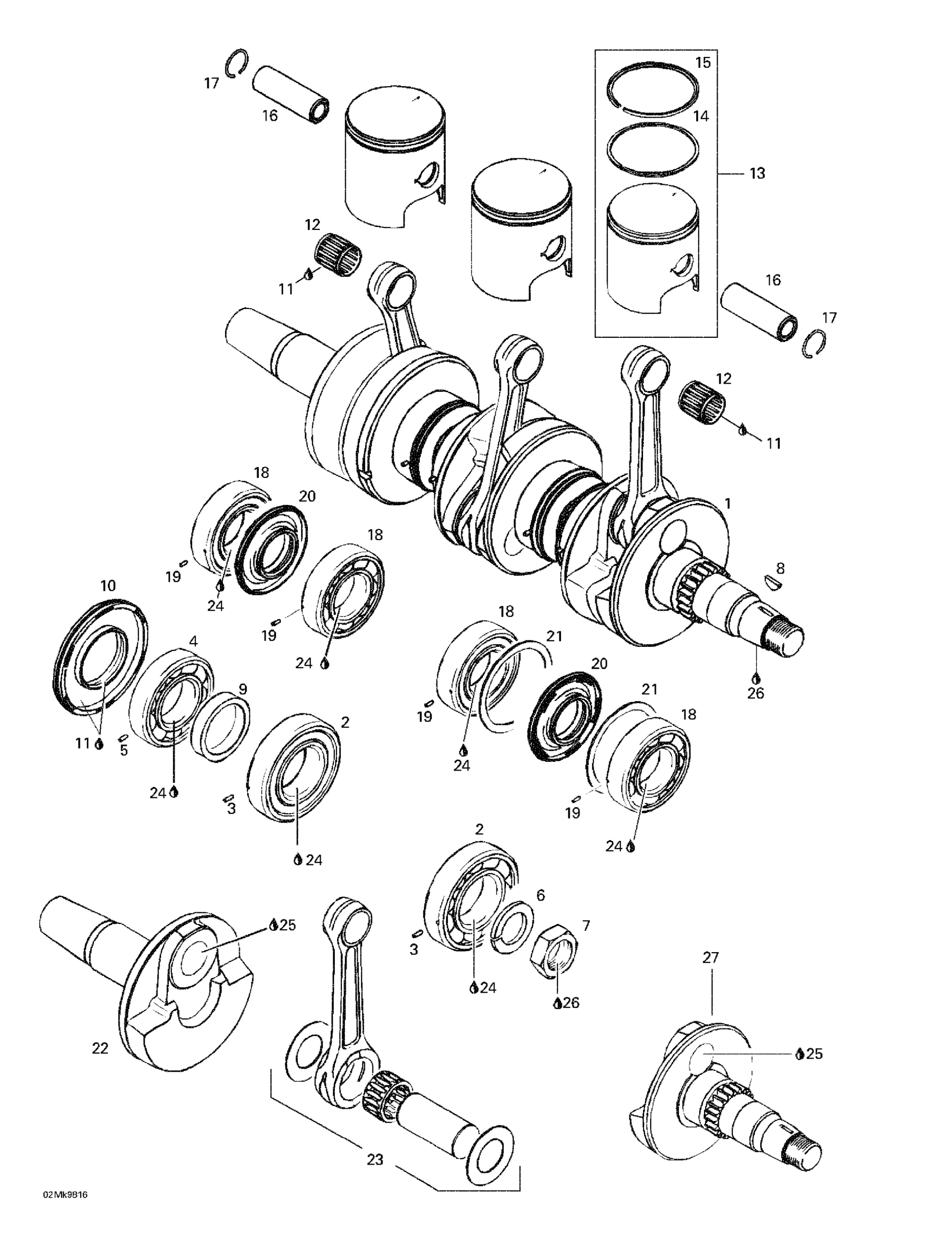 Схема узла: Crankshaft And Pistons