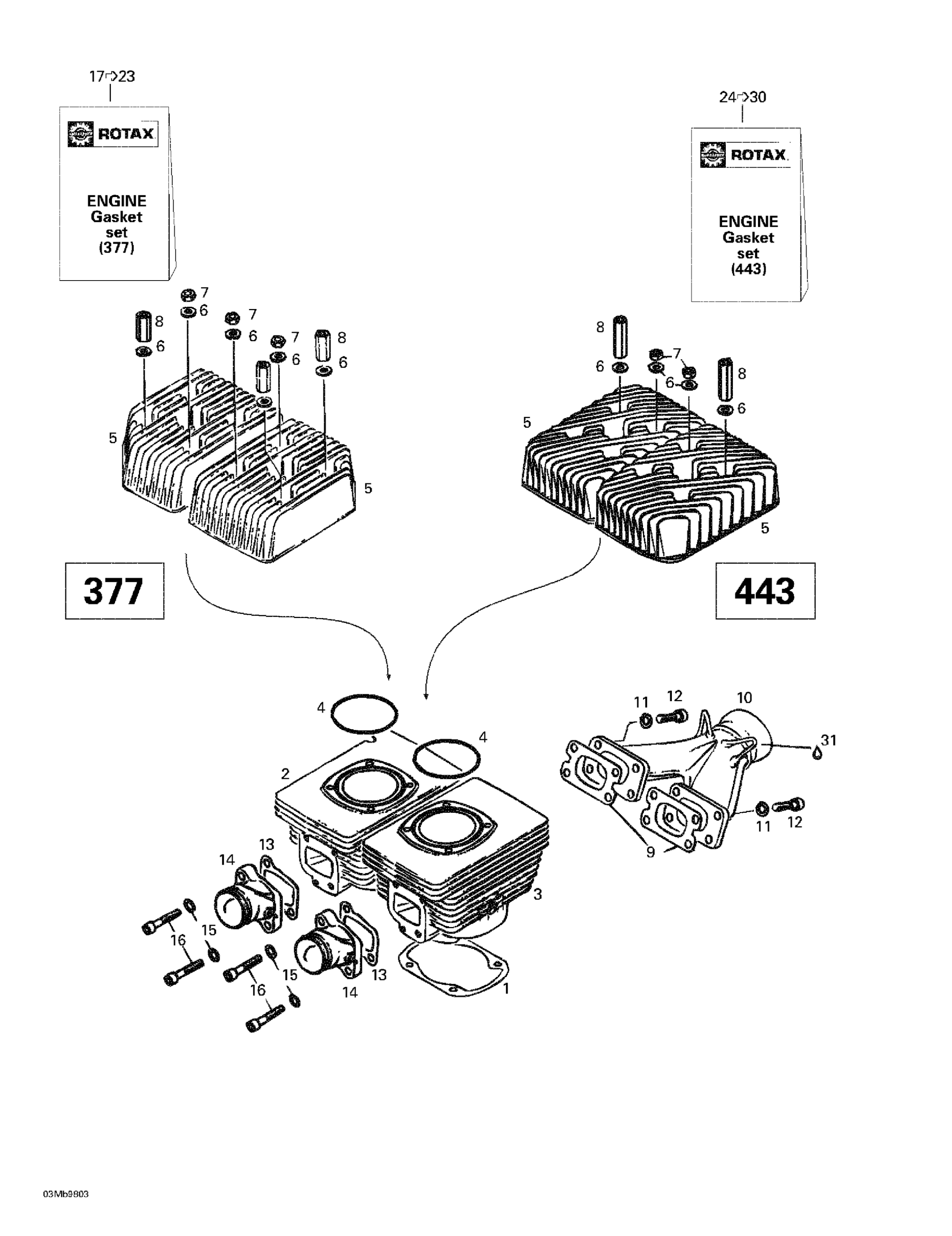 Cylinder, Exhaust Manifold (377, 443)