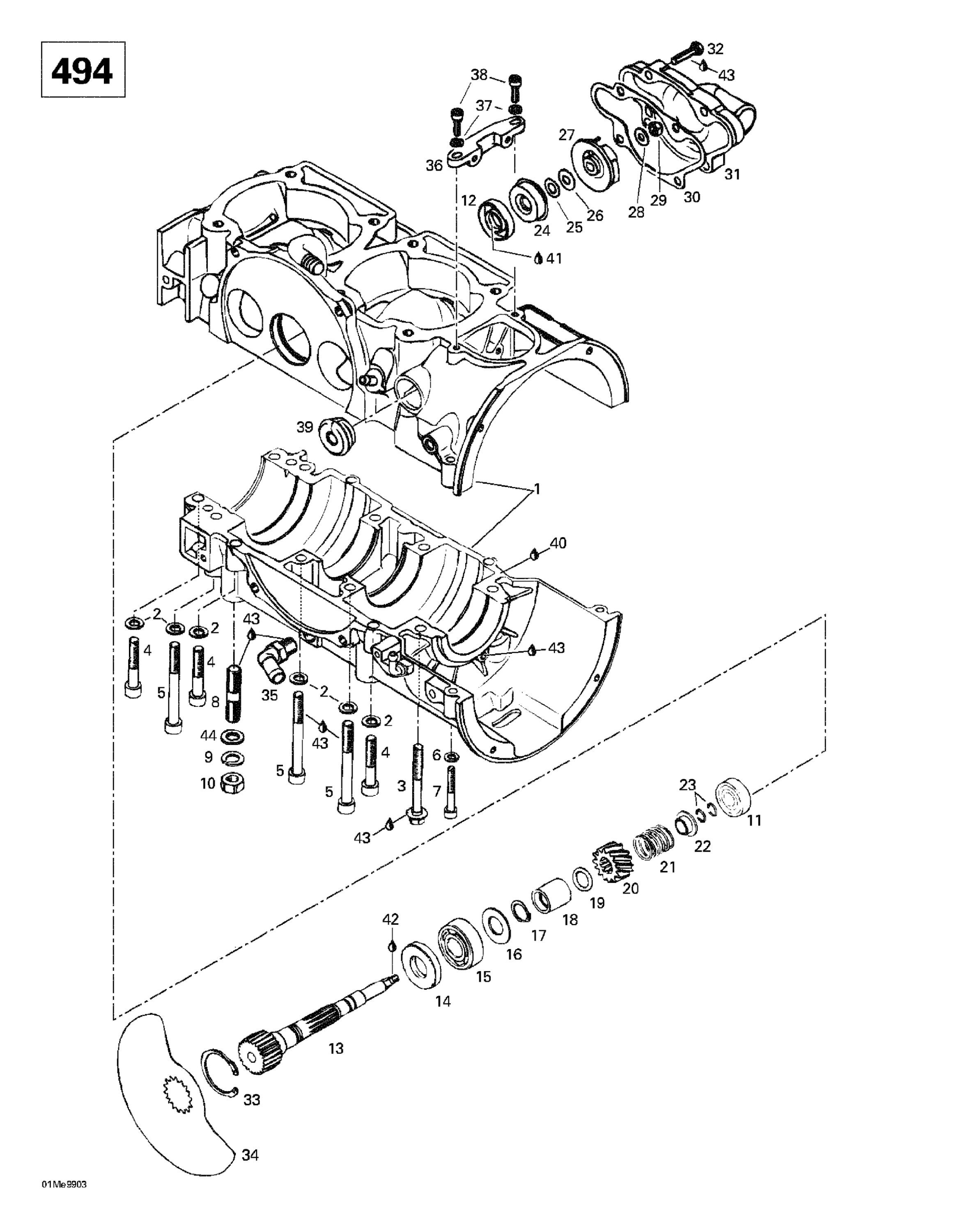 Crankcase, Rotary Valve, Water Pump (494)