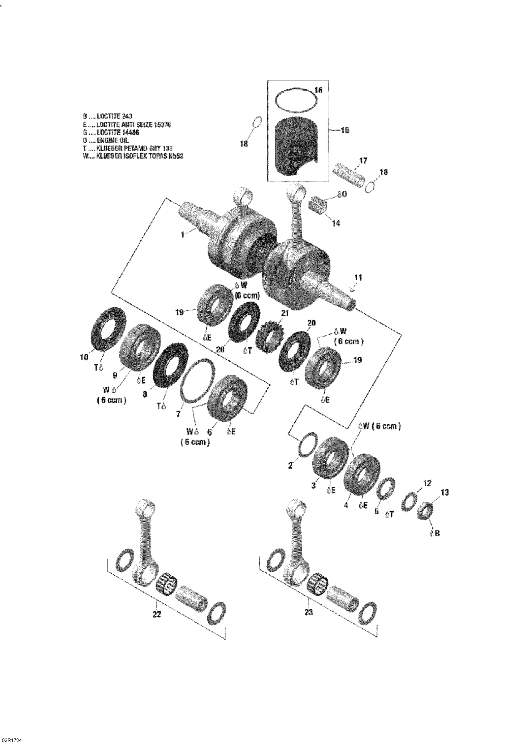 Схема узла: Crankshaft And Piston - 600 RS
