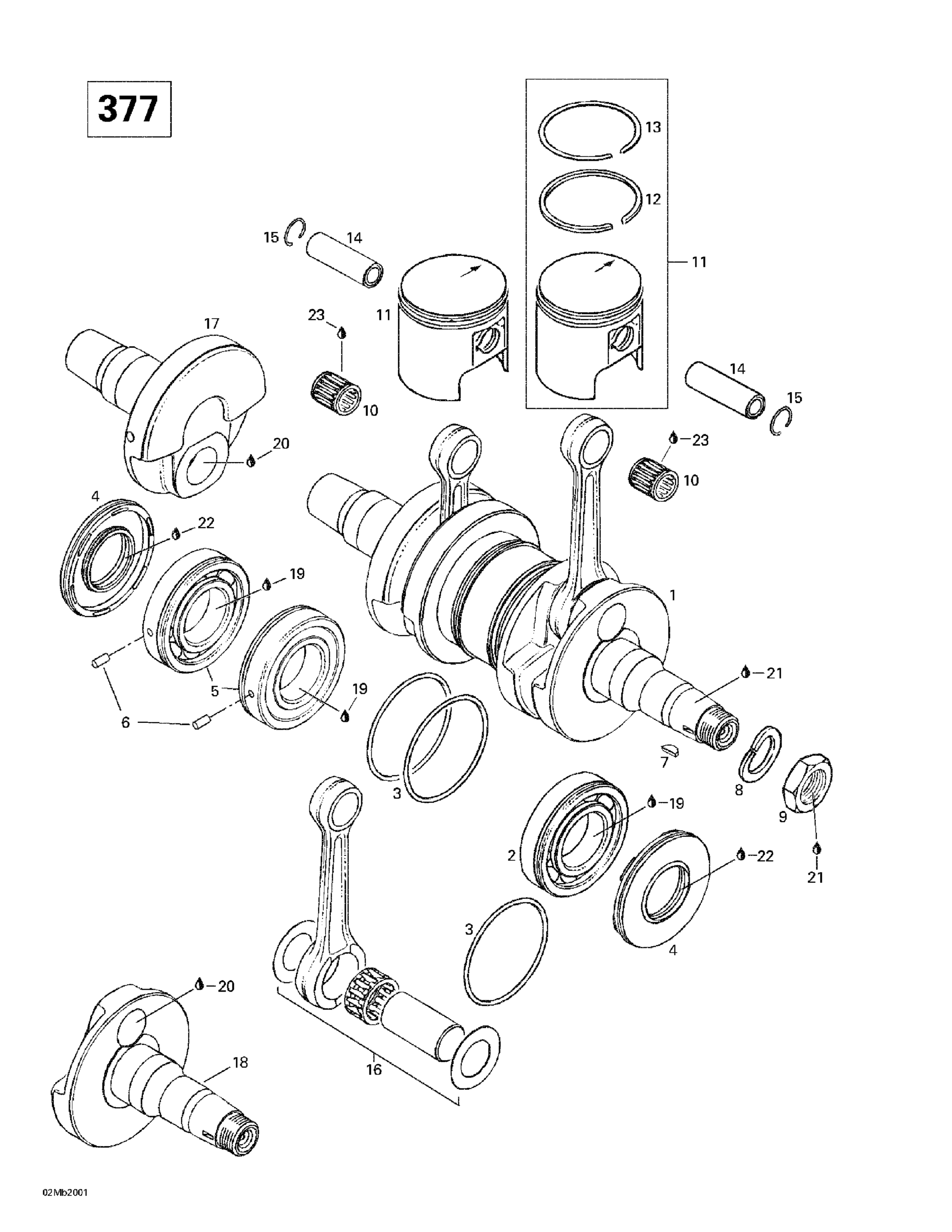 Схема узла: Crankshaft And Pistons (377)