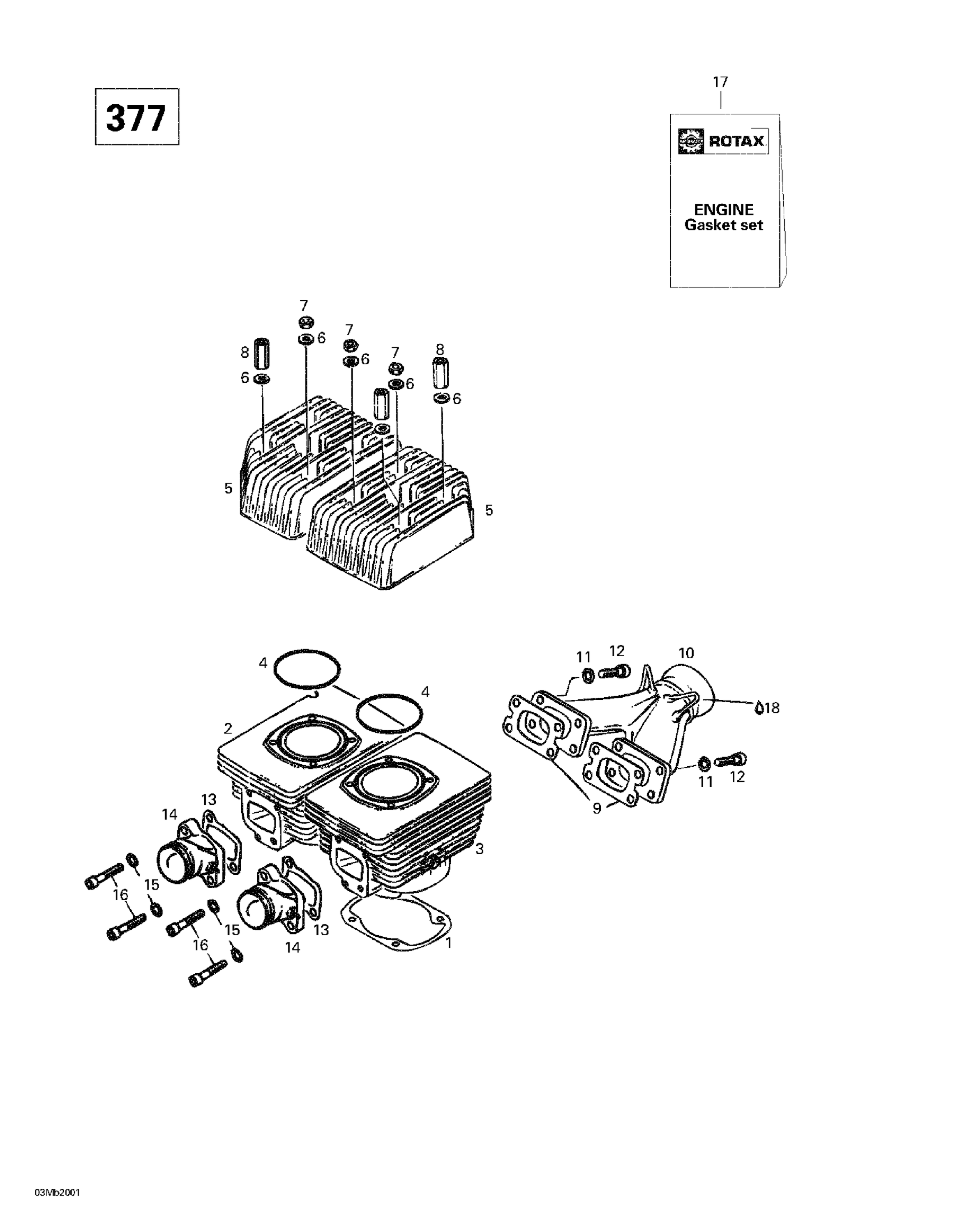 Схема узла: Cylinder, Intake Exhaust Manifold (377)