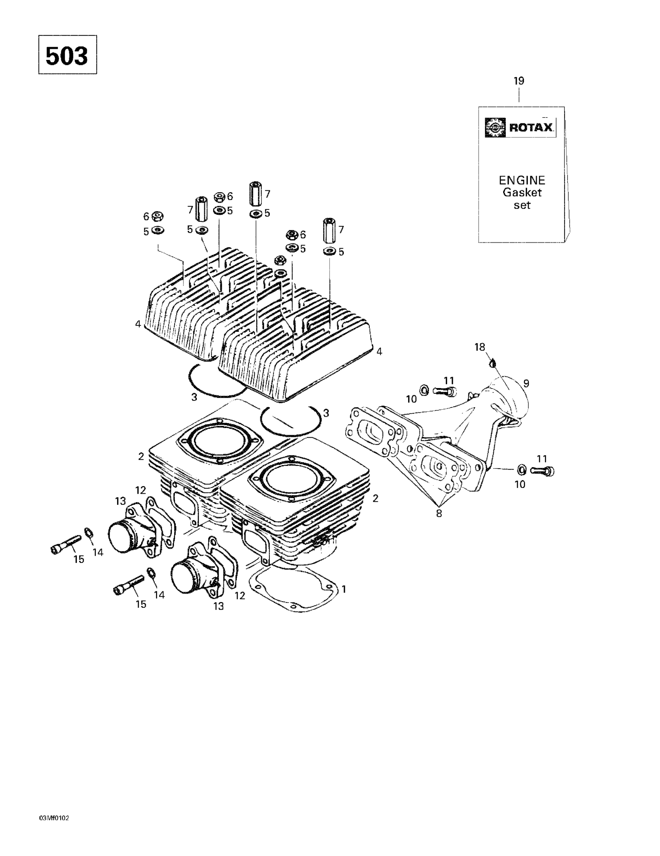 Cylinder, Exhaust Manifold (503)