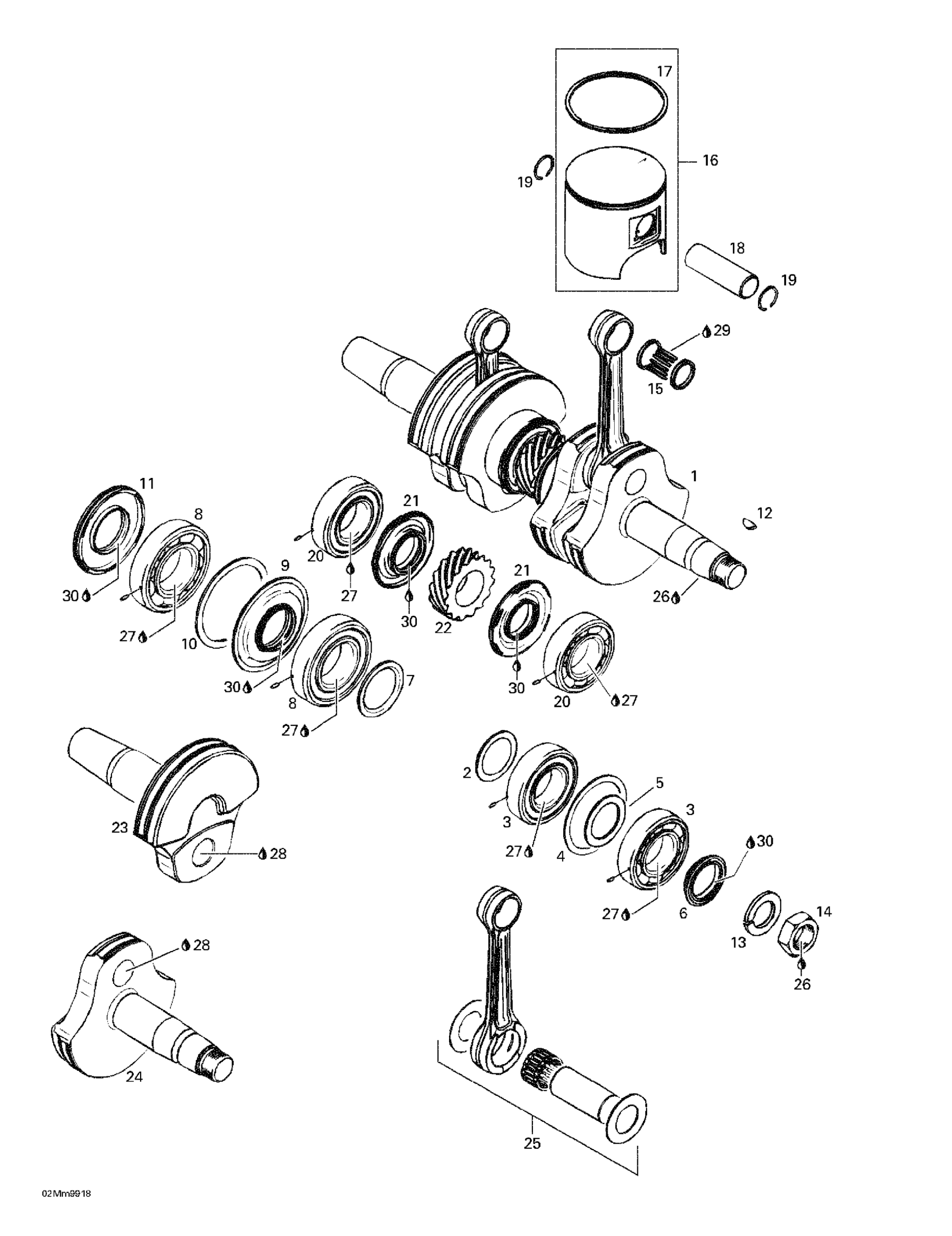Схема узла: Crankshaft And Pistons