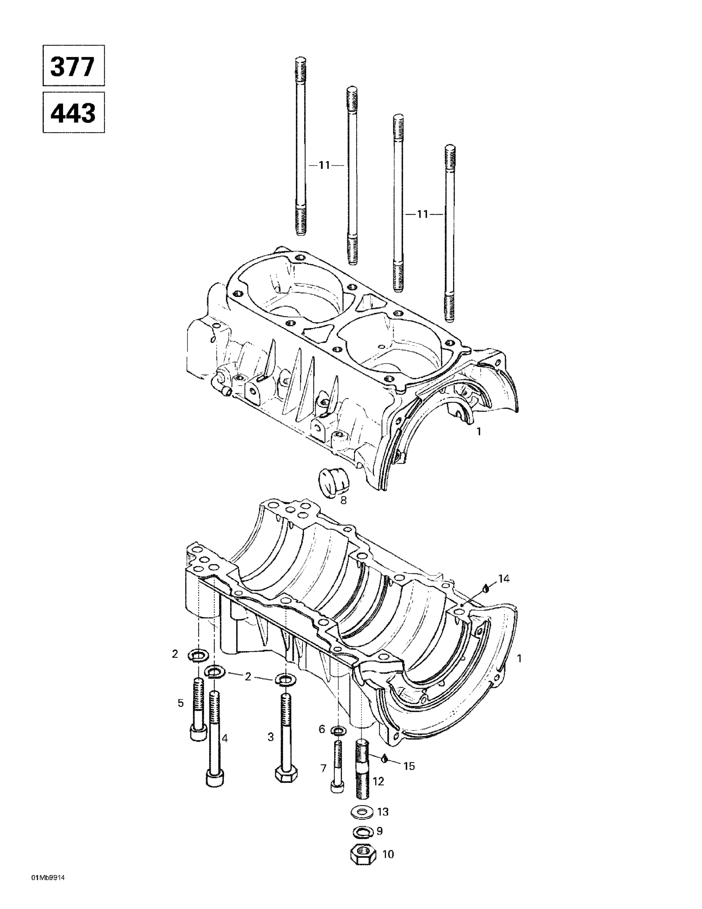 Схема узла: Crankcase (377, 443)