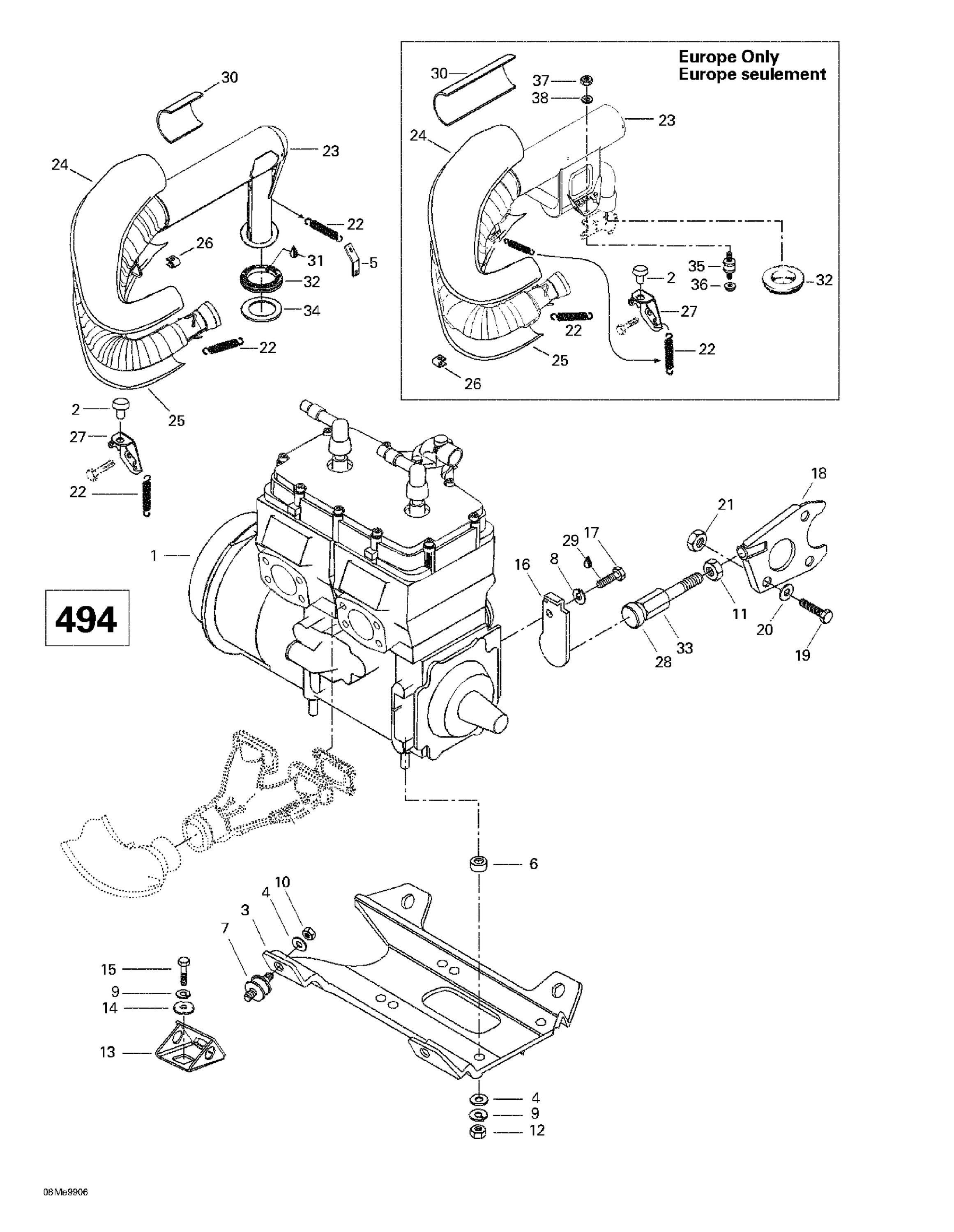 Engine Support And Muffler (494)