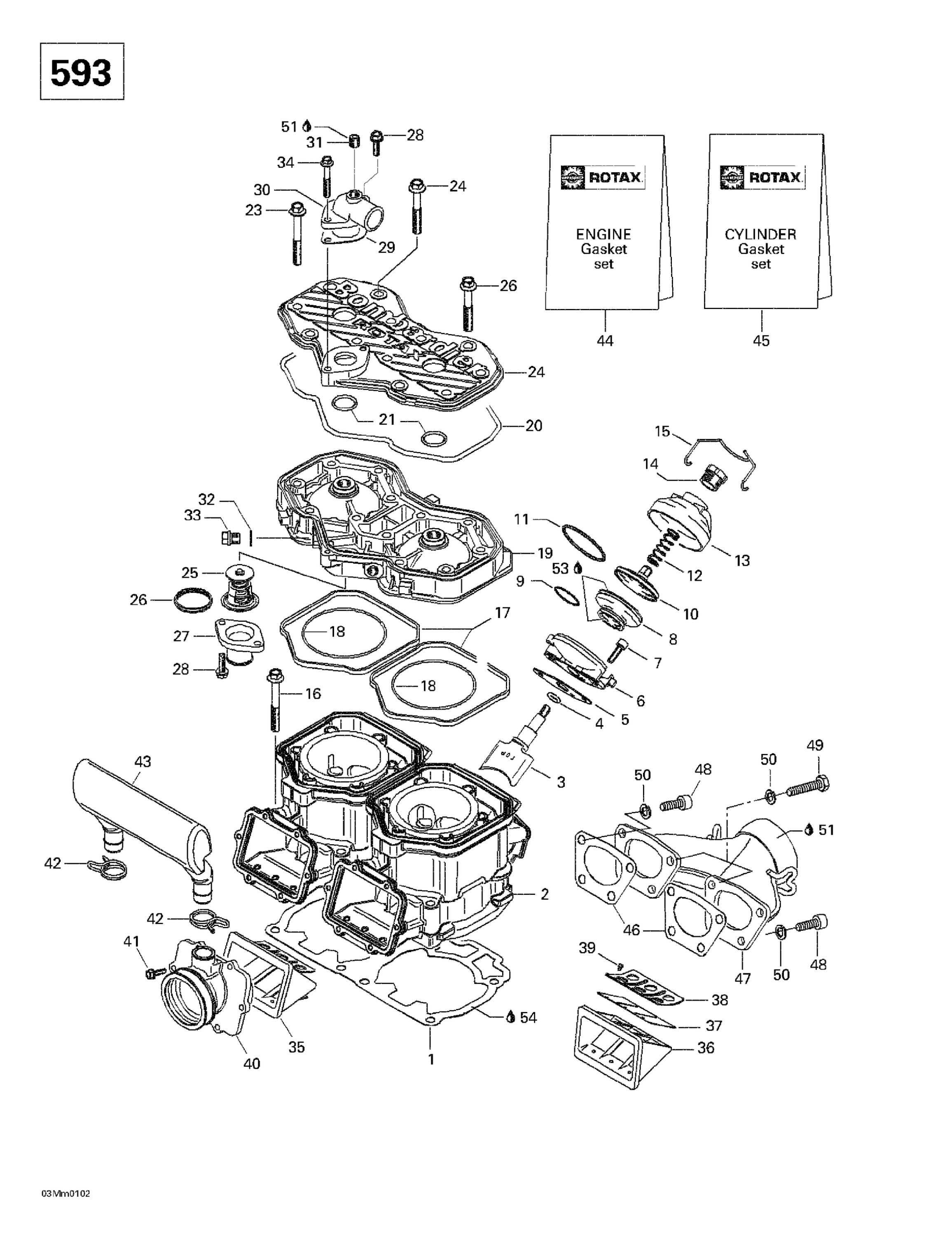 Cylinder, Exhaust Manifold (593)