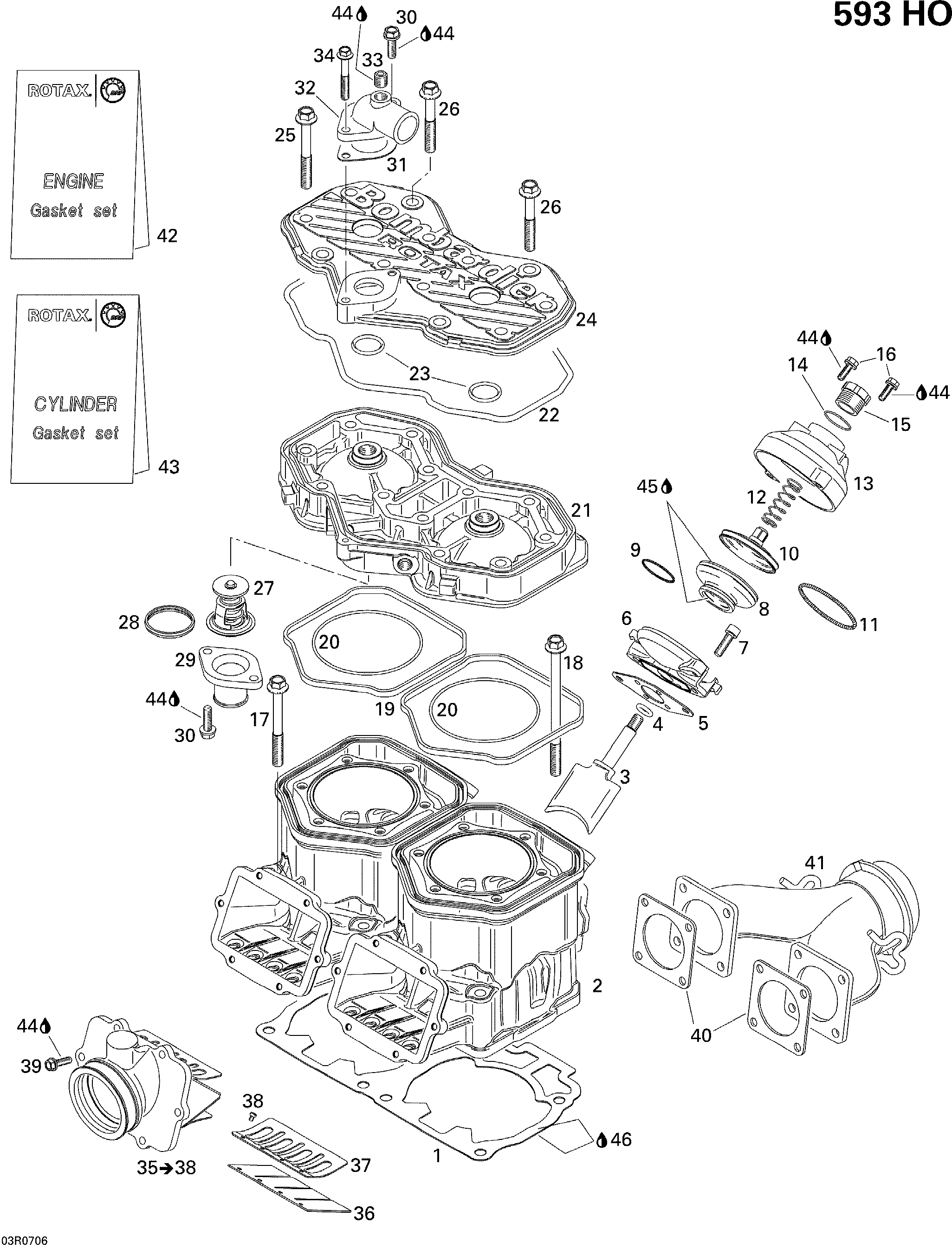 Cylinder, Exhaust Manifold And Reed Valve