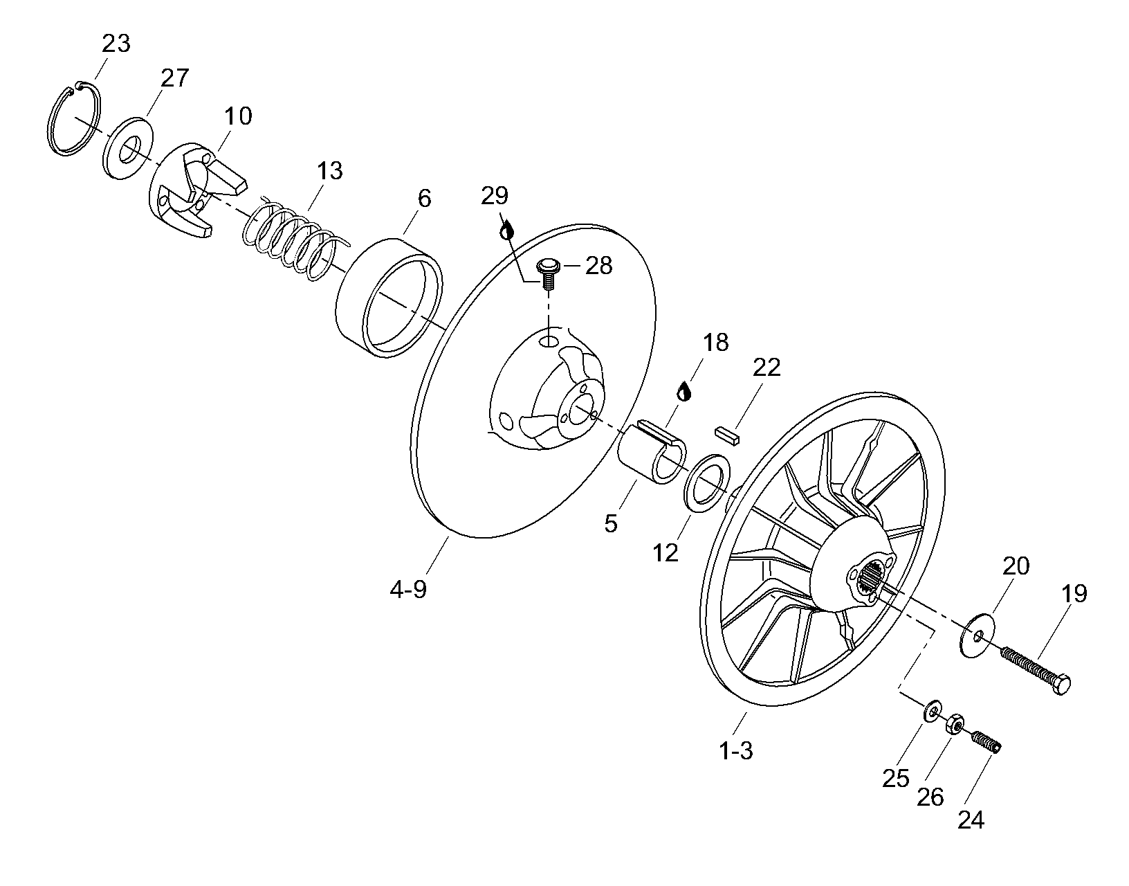 Схема узла: Driven Pulley