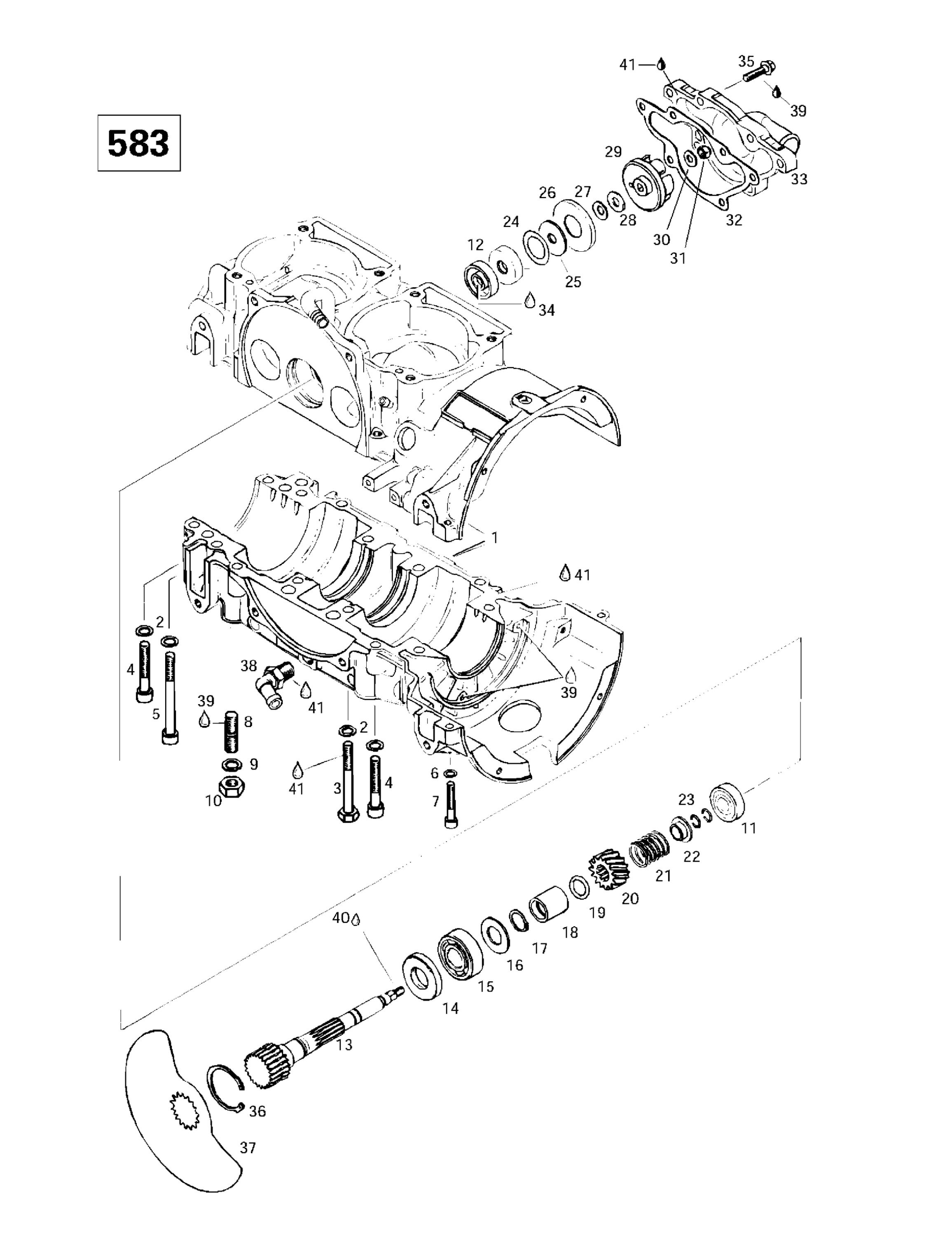 Crankcase, Rotary Valve, Water Pump (583)