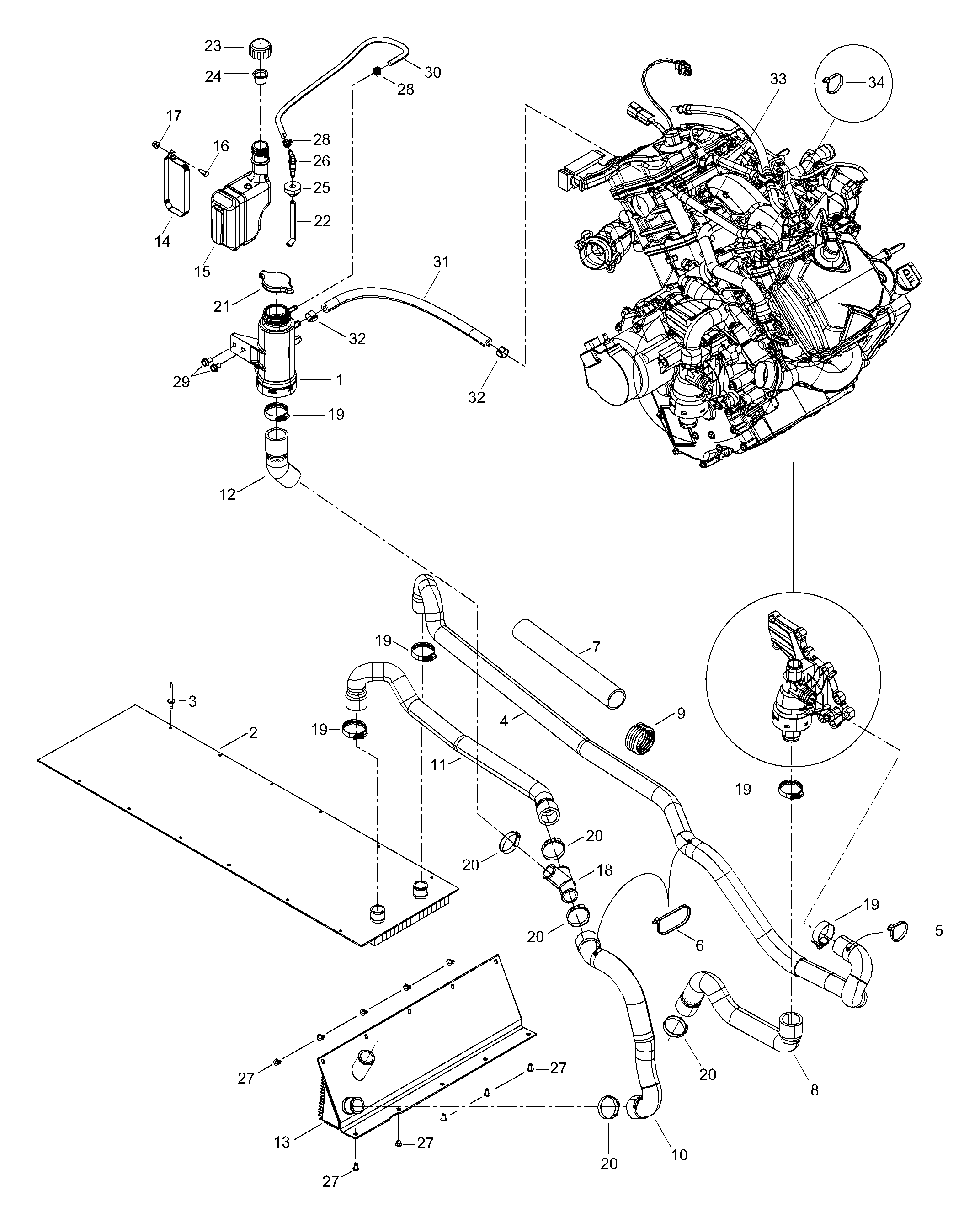 Схема узла: Radiator, Hoses