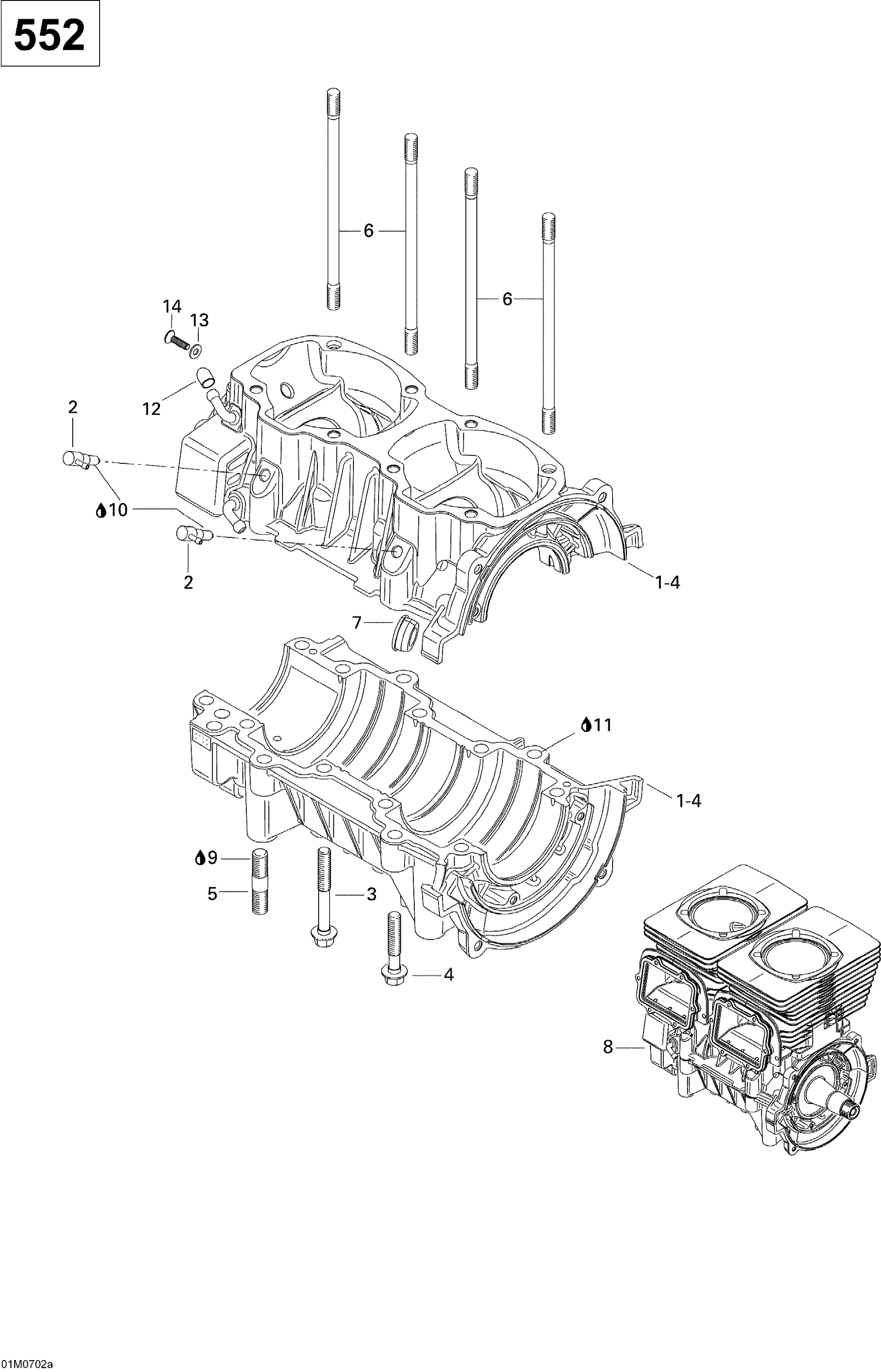Схема узла: Crankcase (550)