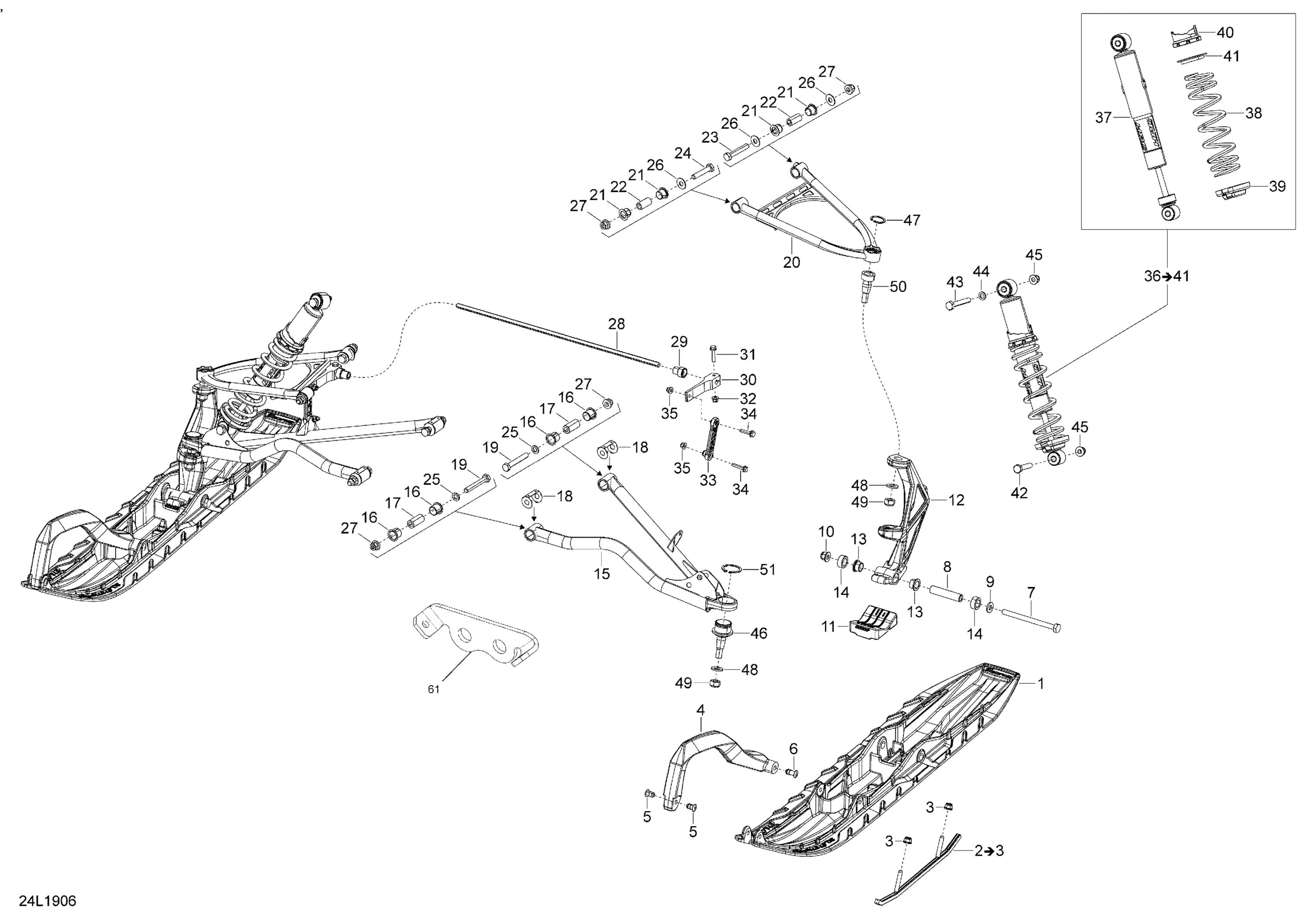 Схема узла: Front Suspension And Ski - 49 Ranger - 600 ACE